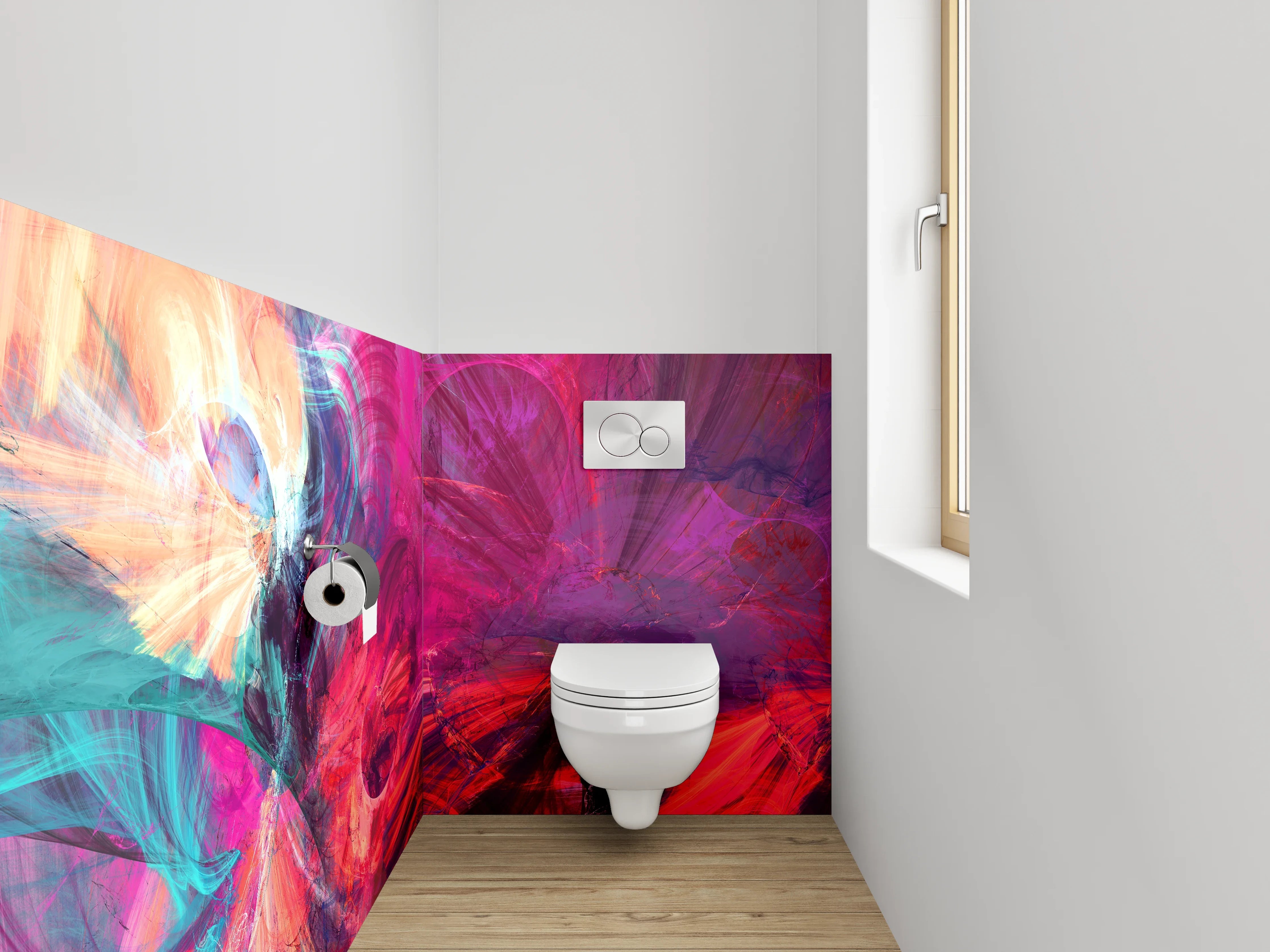 WC-Rückwand - Abstrakte Farbexplosion Wandbild Modern