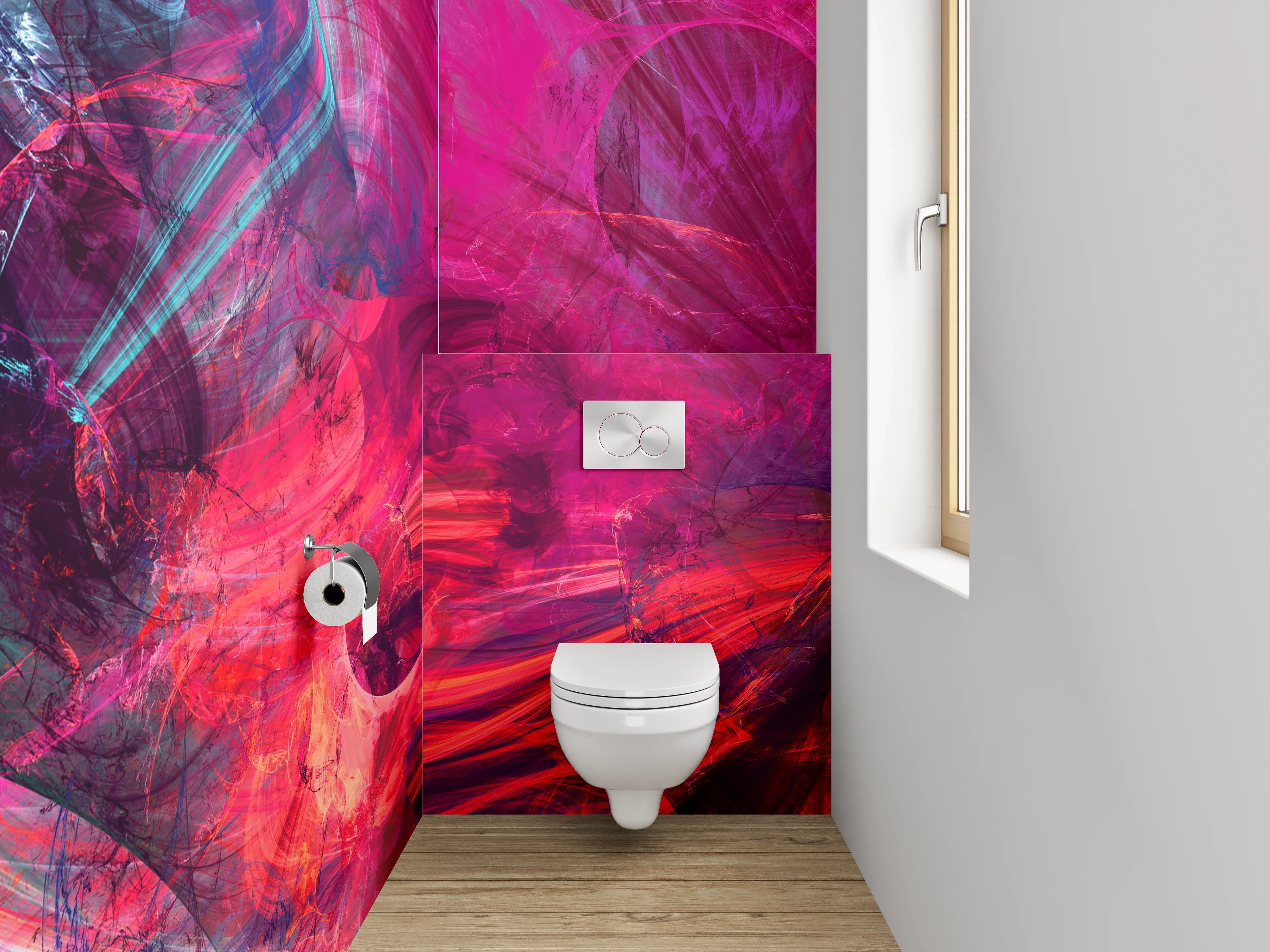 WC-Rückwand - Abstrakte Farbexplosion Wandbild Modern