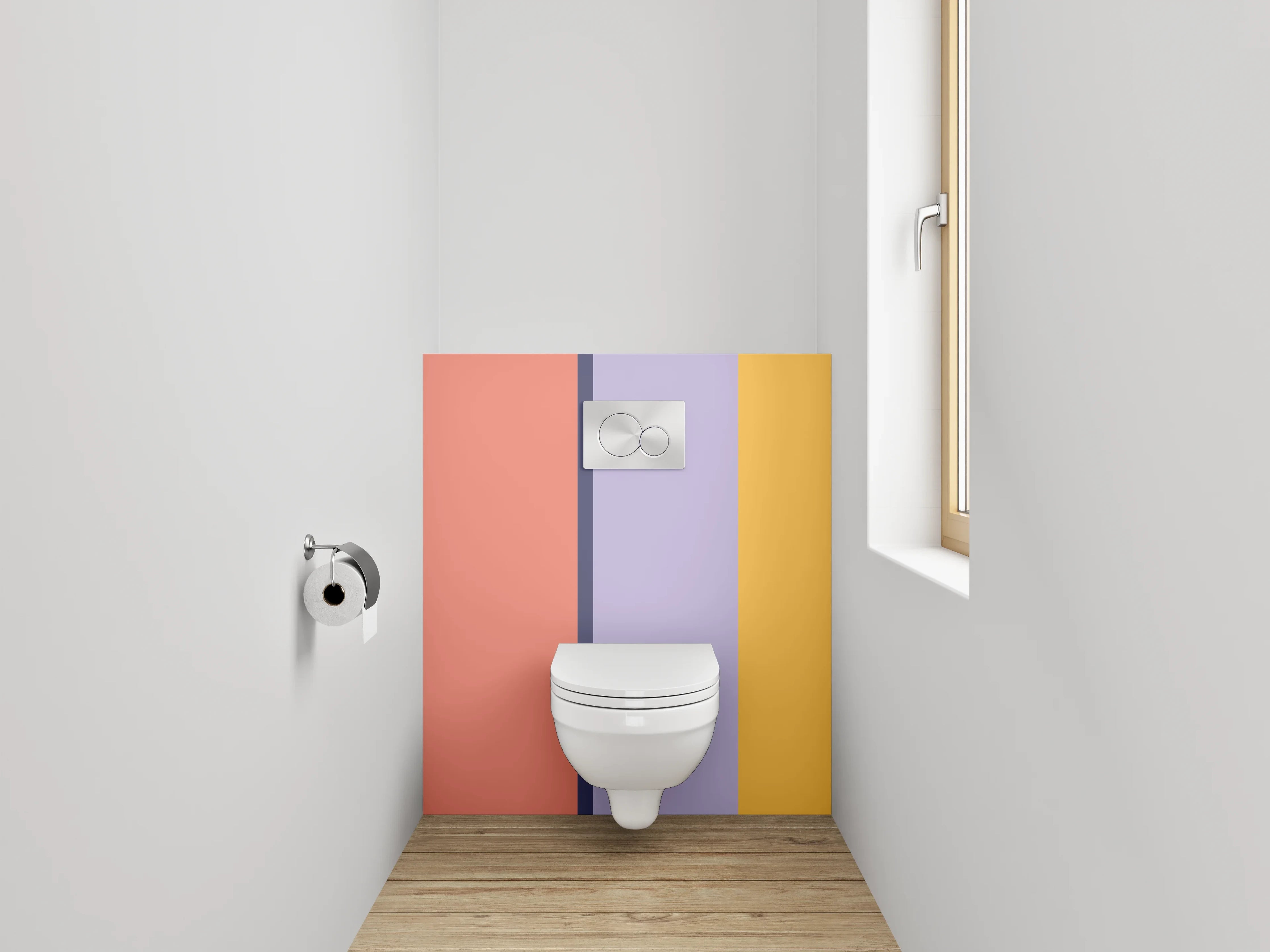 WC-Rückwand - Abstrakte Farbfläche in Pastell- und Erdtönen