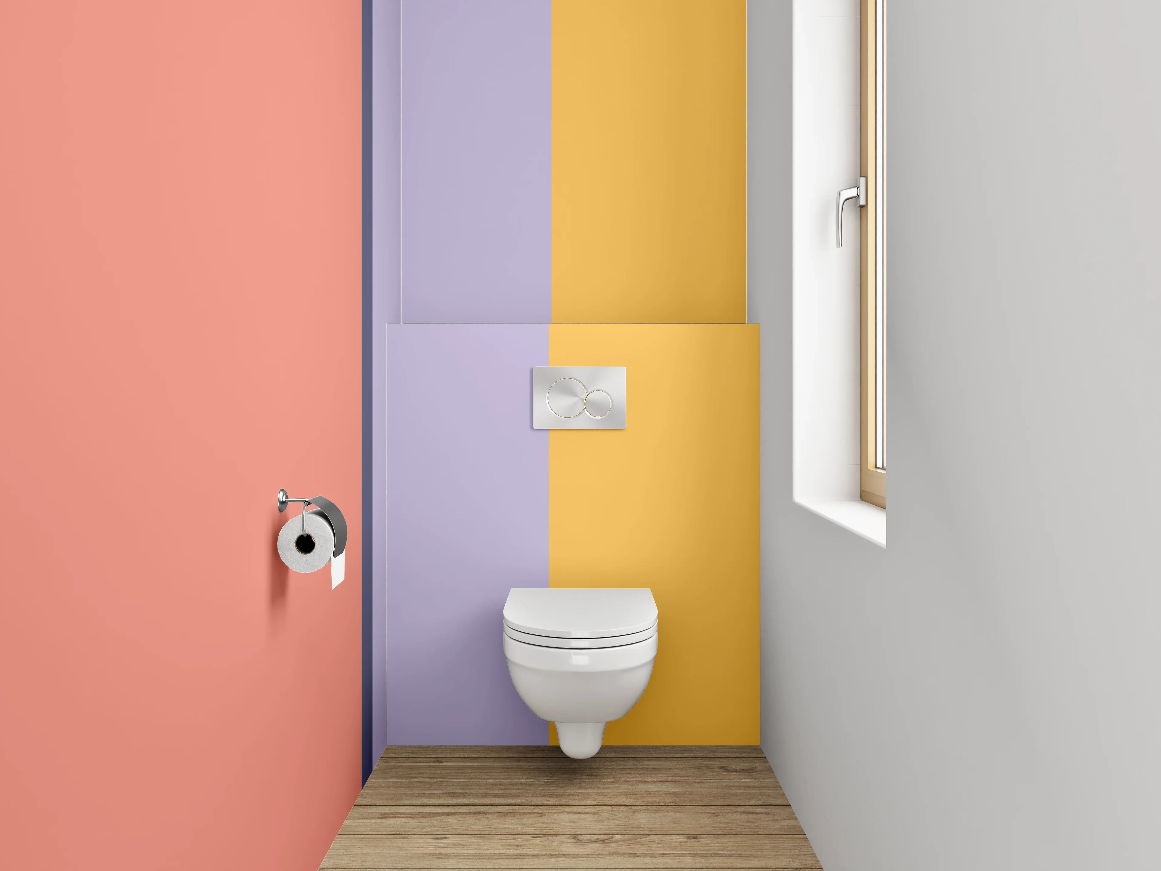 WC-Rückwand - Abstrakte Farbfläche in Pastell- und Erdtönen