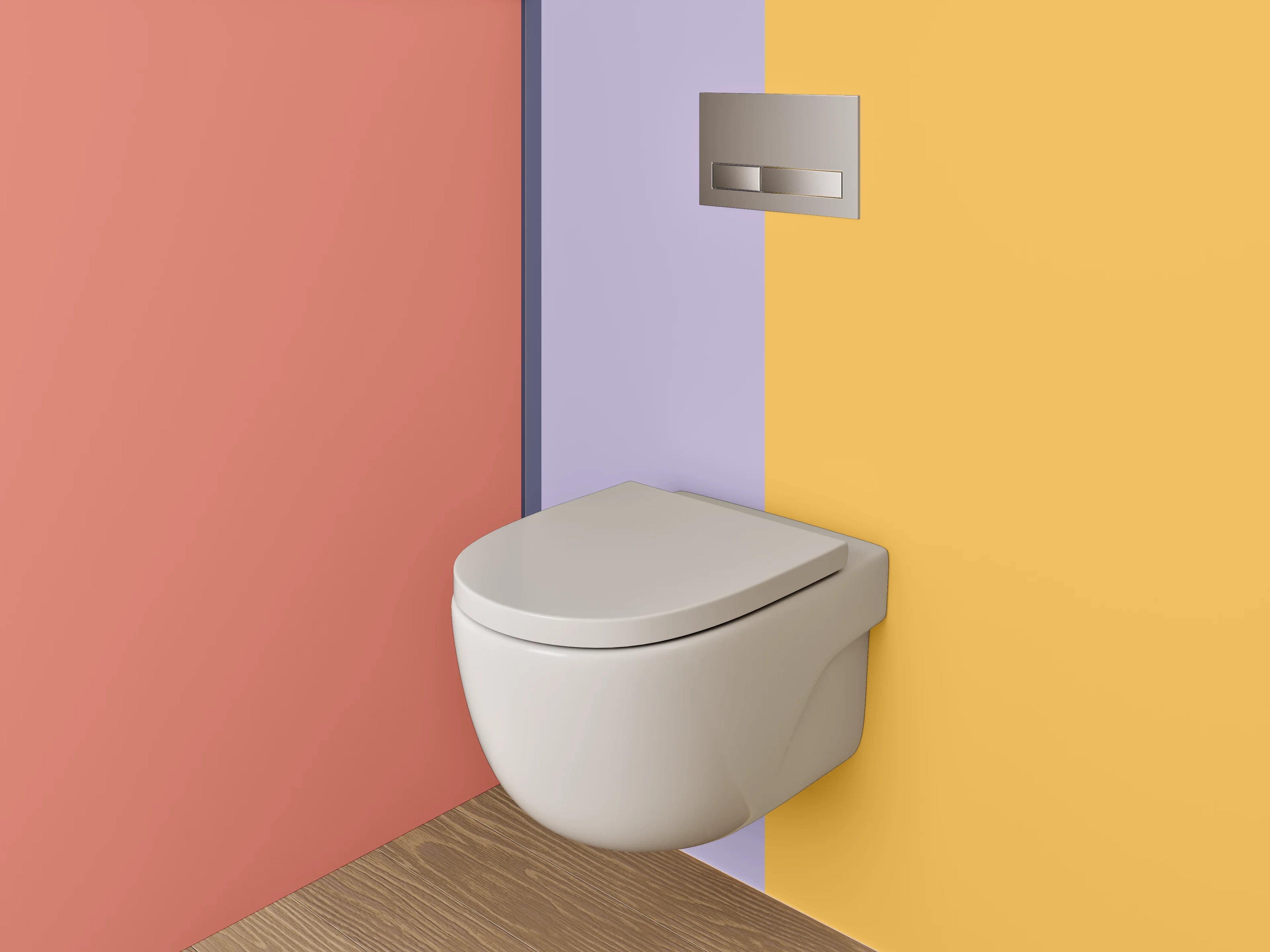 WC-Rückwand - Abstrakte Farbfläche in Pastell- und Erdtönen