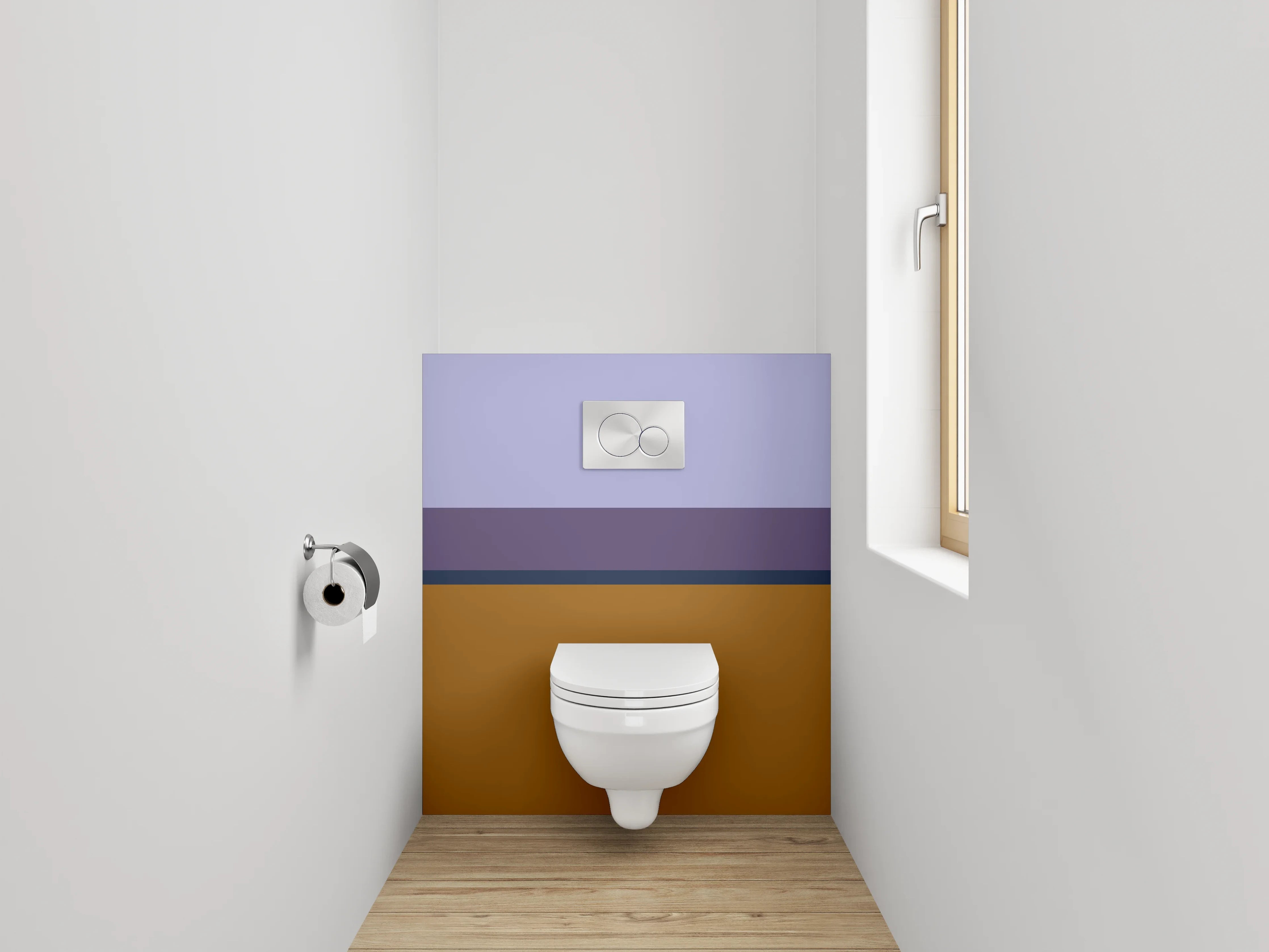 WC-Rückwand - Abstrakte Farbflächen Braun Lila Grau