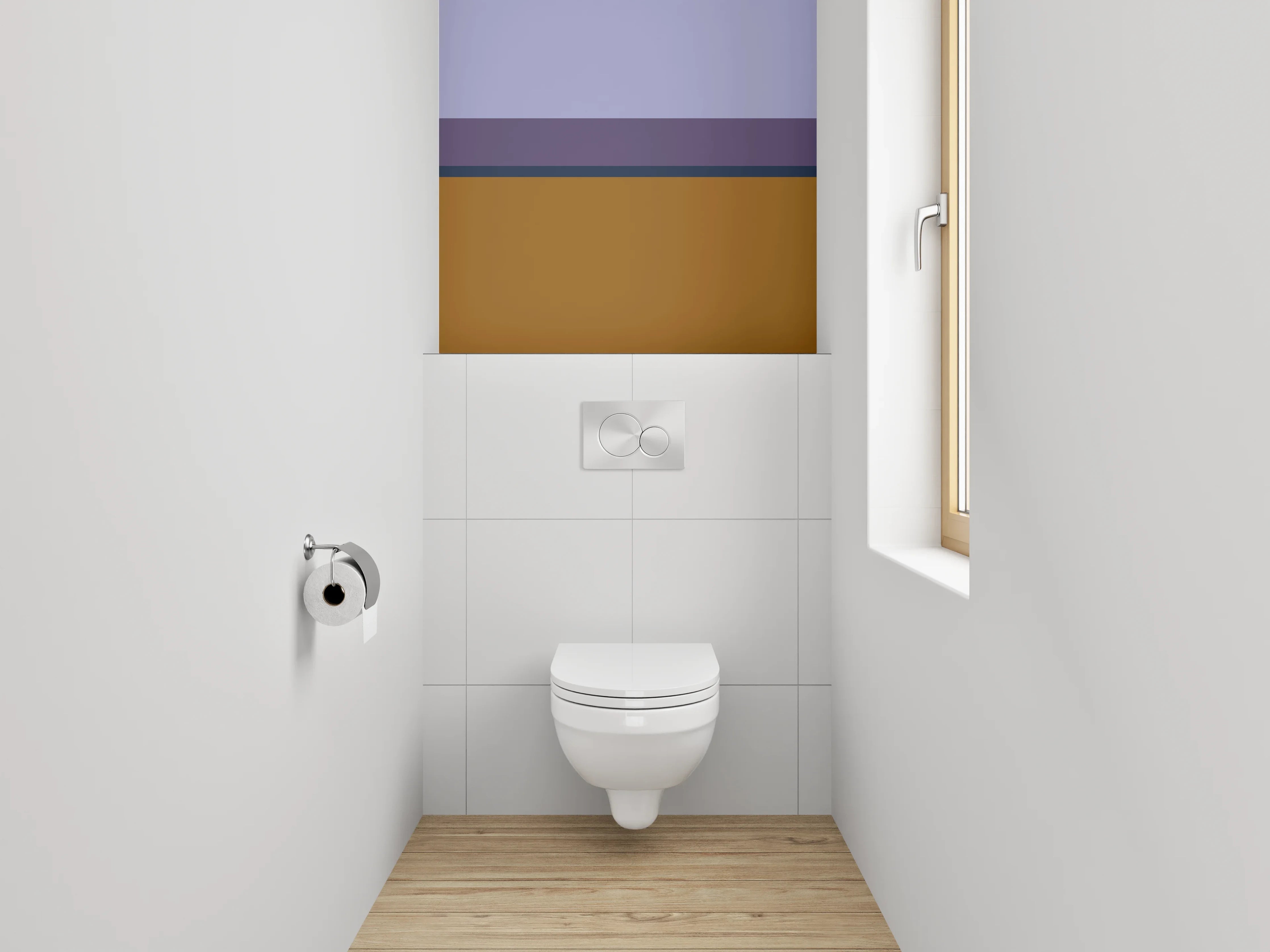 WC-Rückwand - Abstrakte Farbflächen Braun Lila Grau
