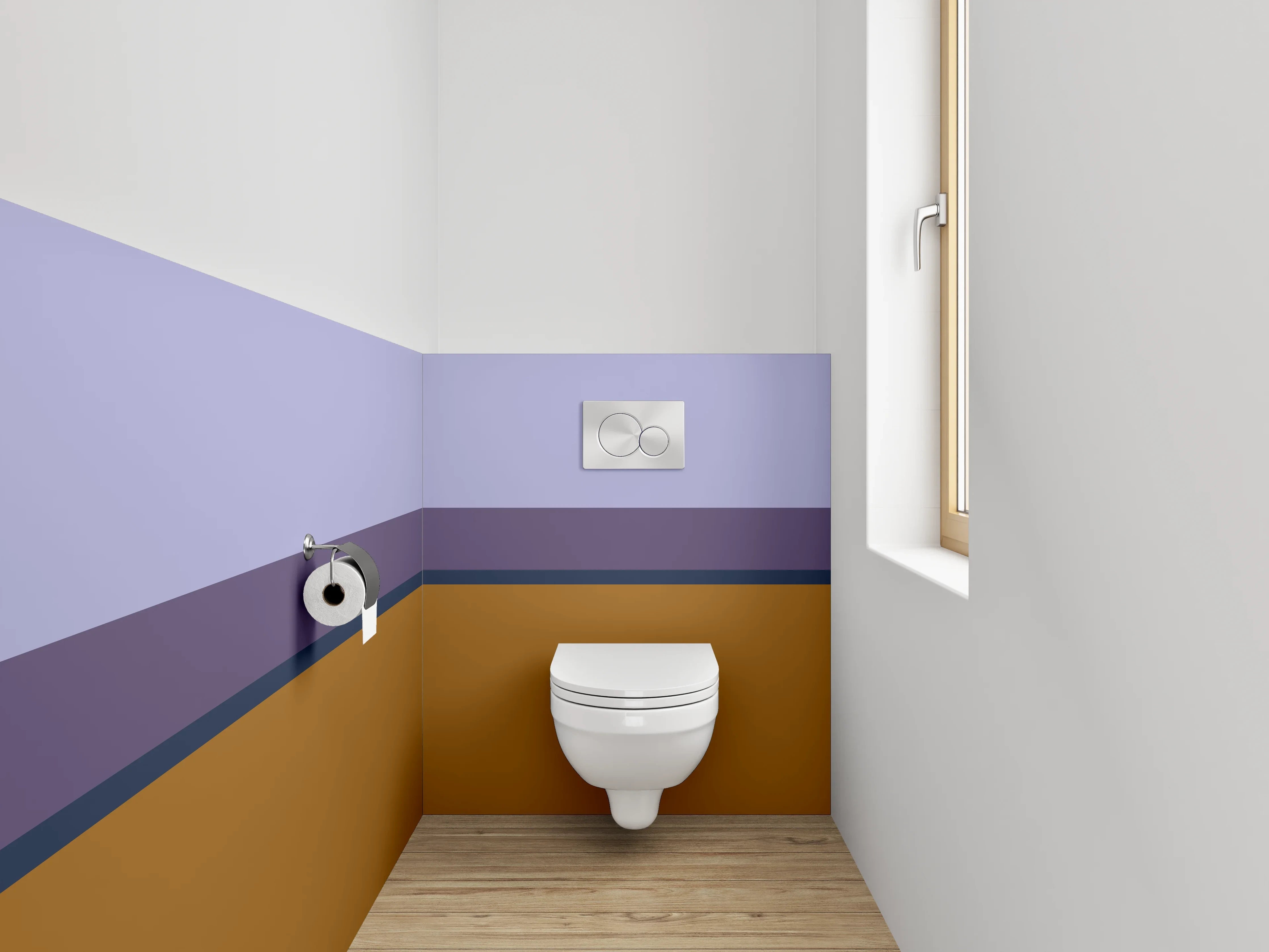 WC-Rückwand - Abstrakte Farbflächen Braun Lila Grau