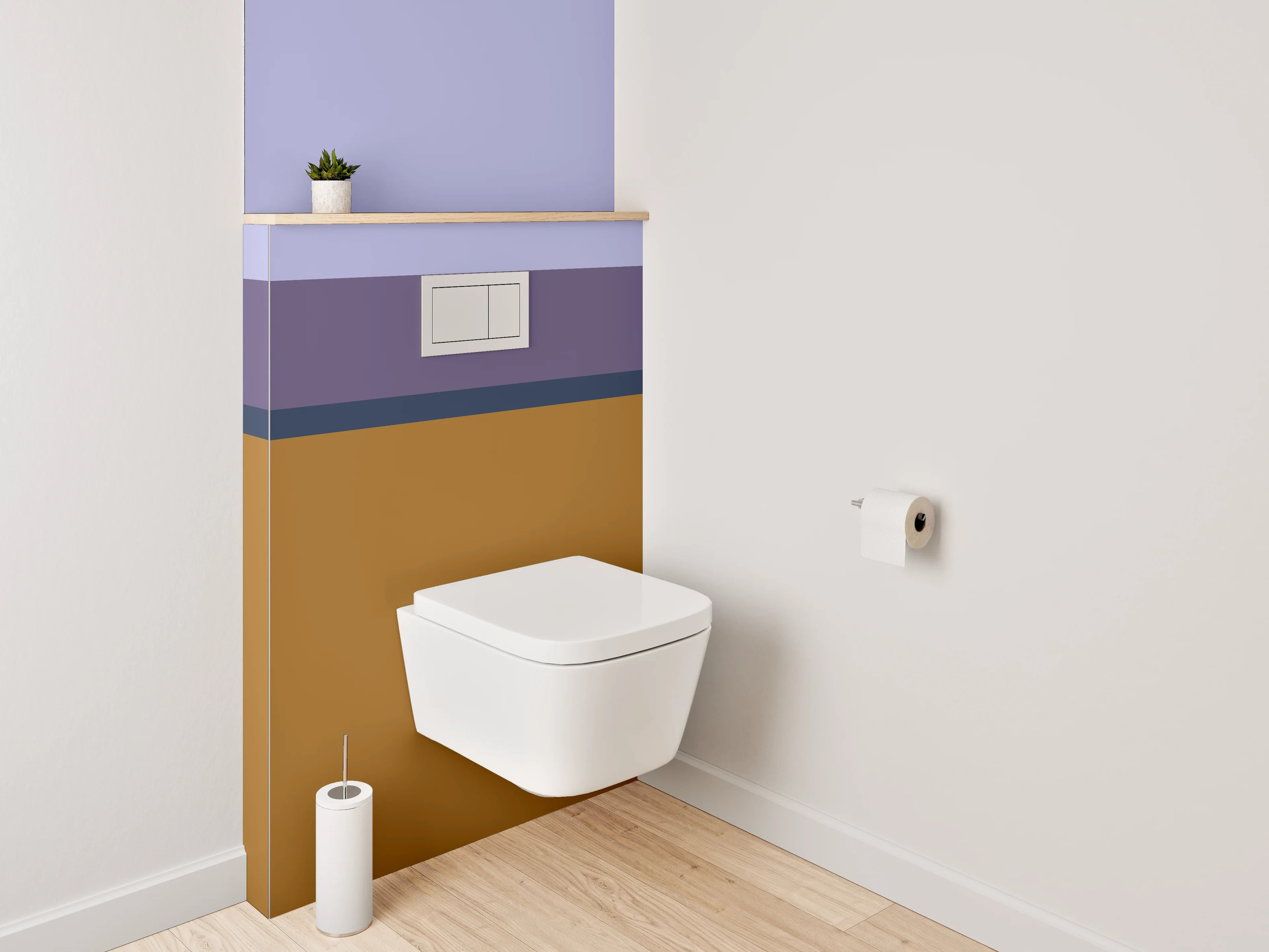 WC-Rückwand - Abstrakte Farbflächen Braun Lila Grau