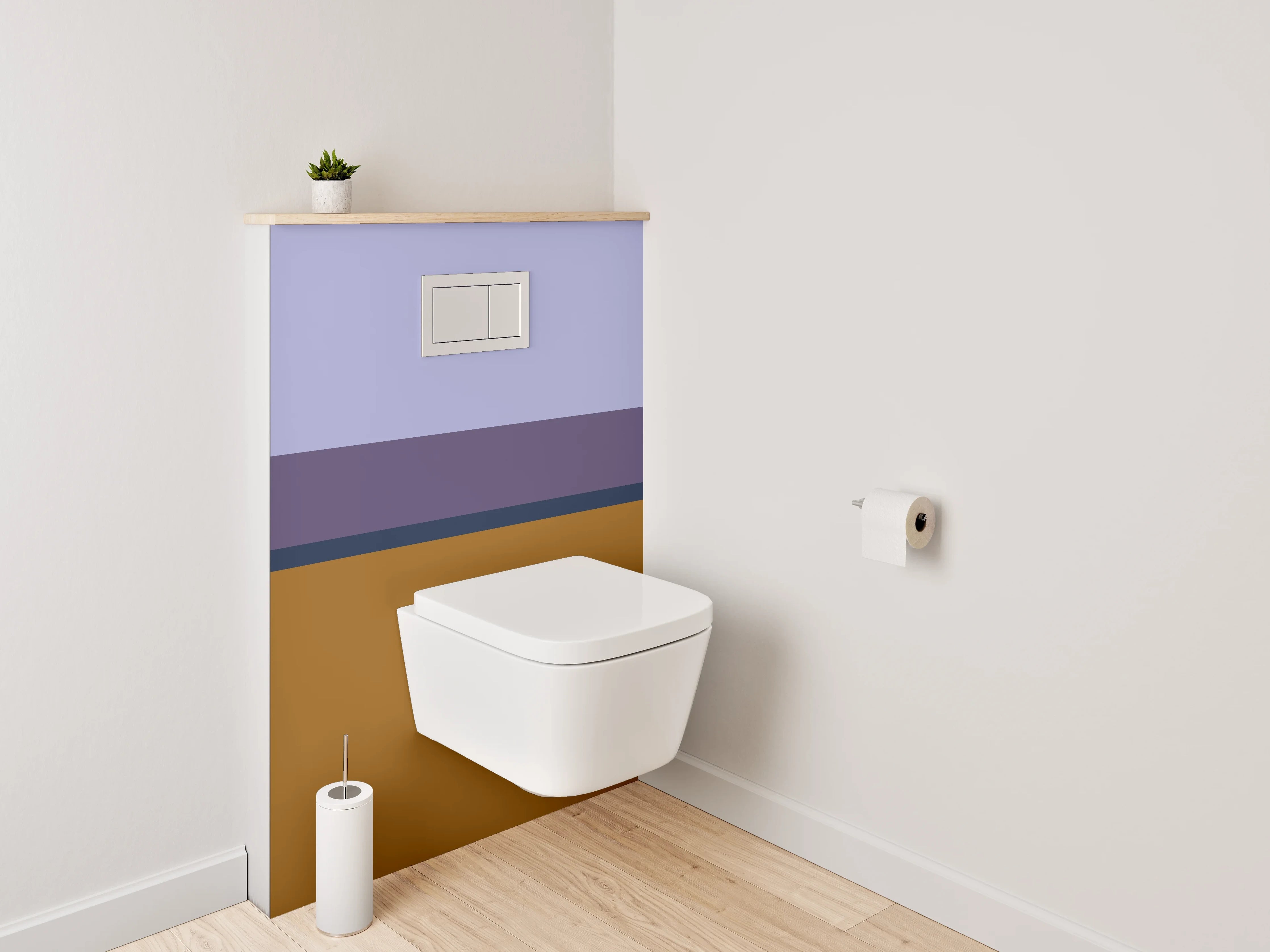 WC-Rückwand - Abstrakte Farbflächen Braun Lila Grau
