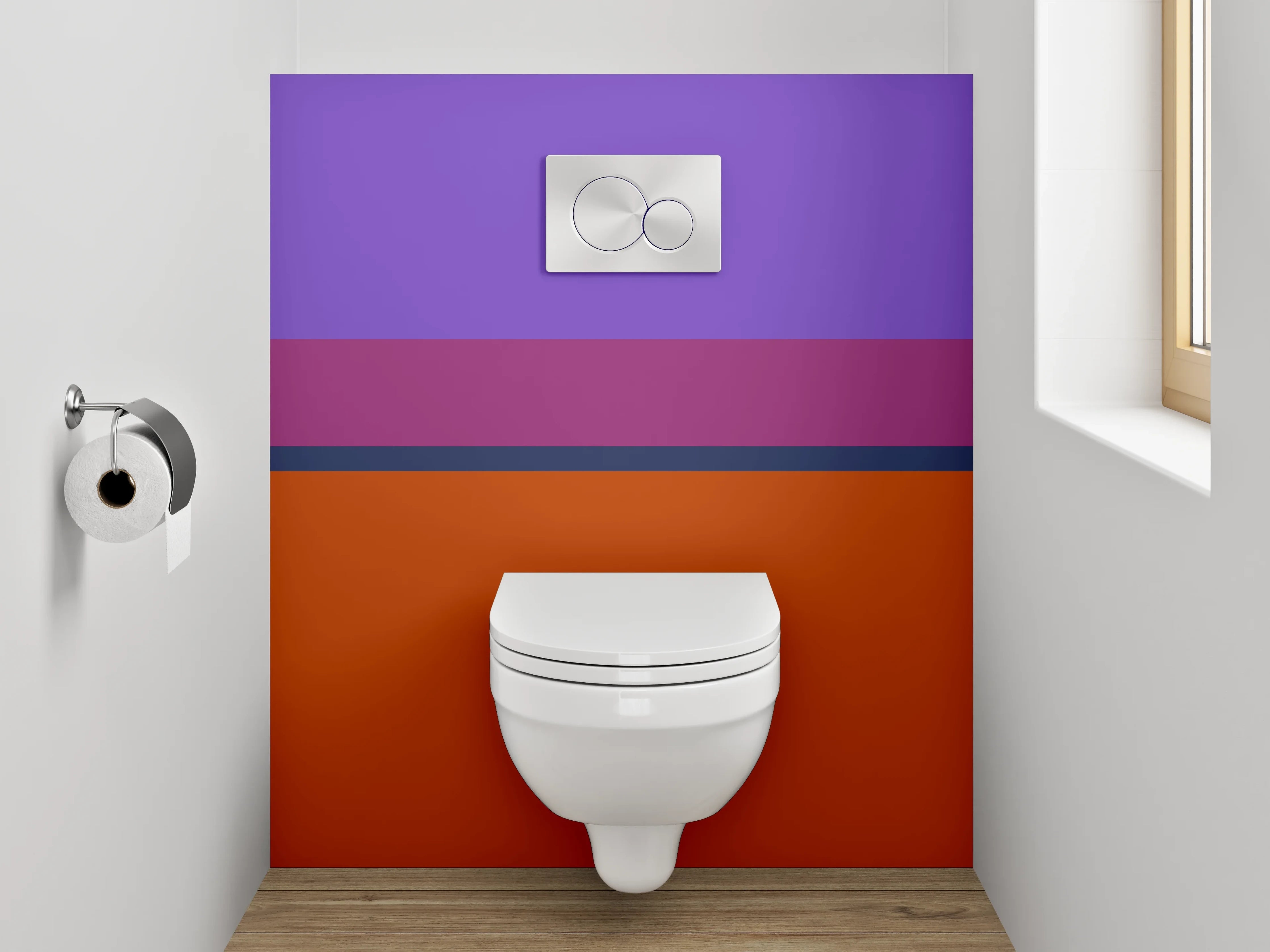 WC-Rückwand - Abstrakte Farbflächen Lila Braun Orange