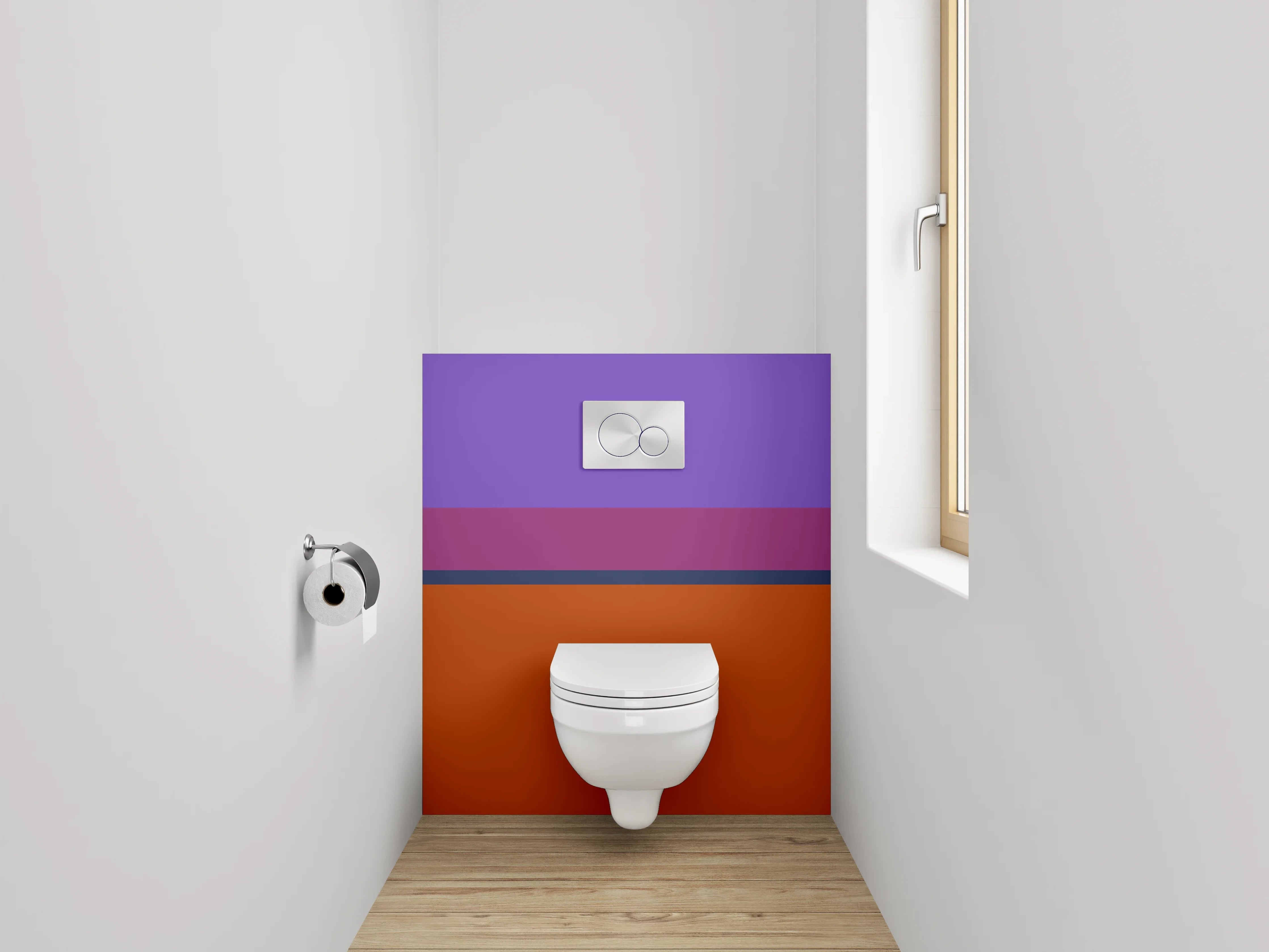 WC-Rückwand - Abstrakte Farbflächen Lila Braun Orange