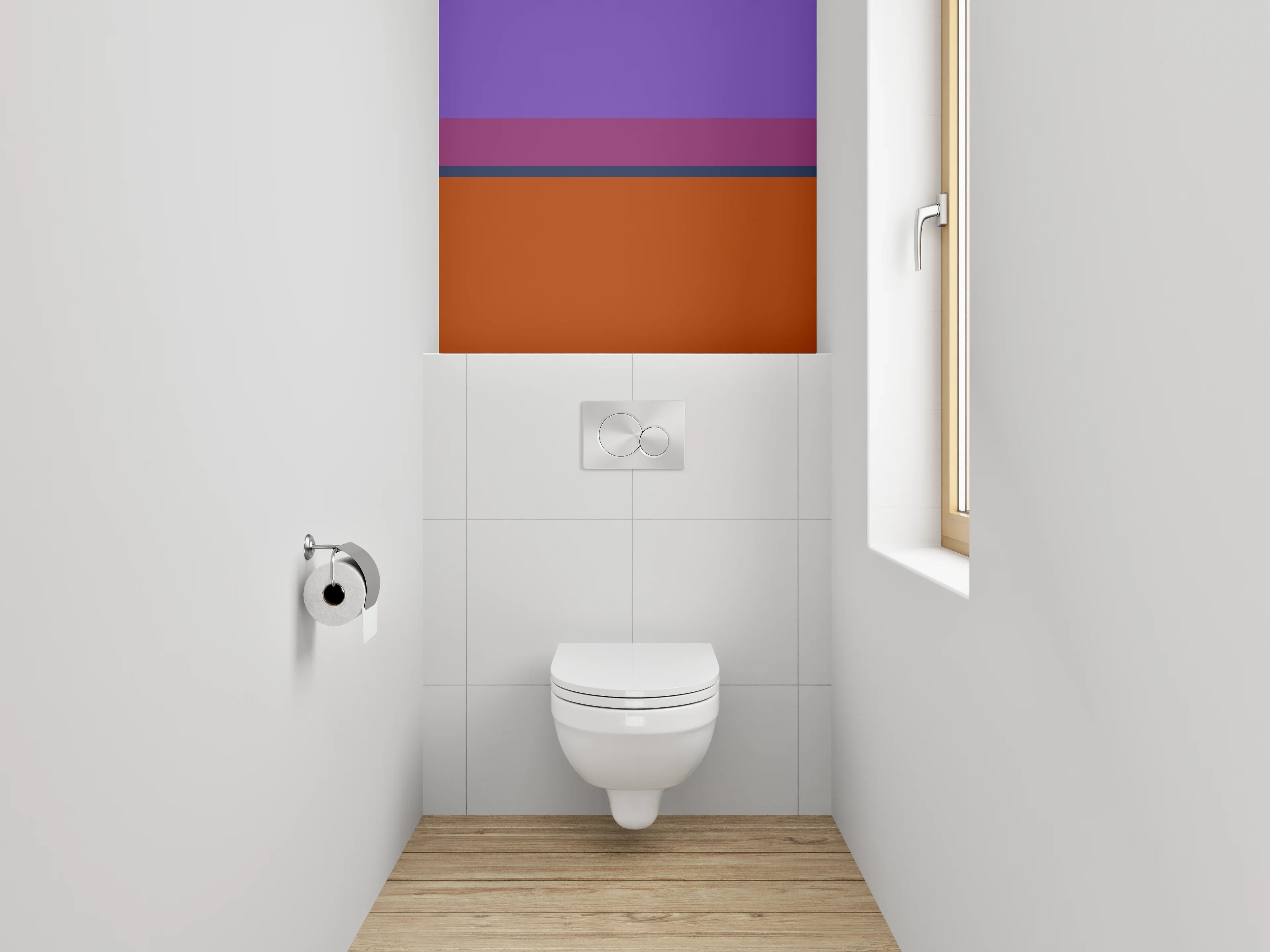 WC-Rückwand - Abstrakte Farbflächen Lila Braun Orange