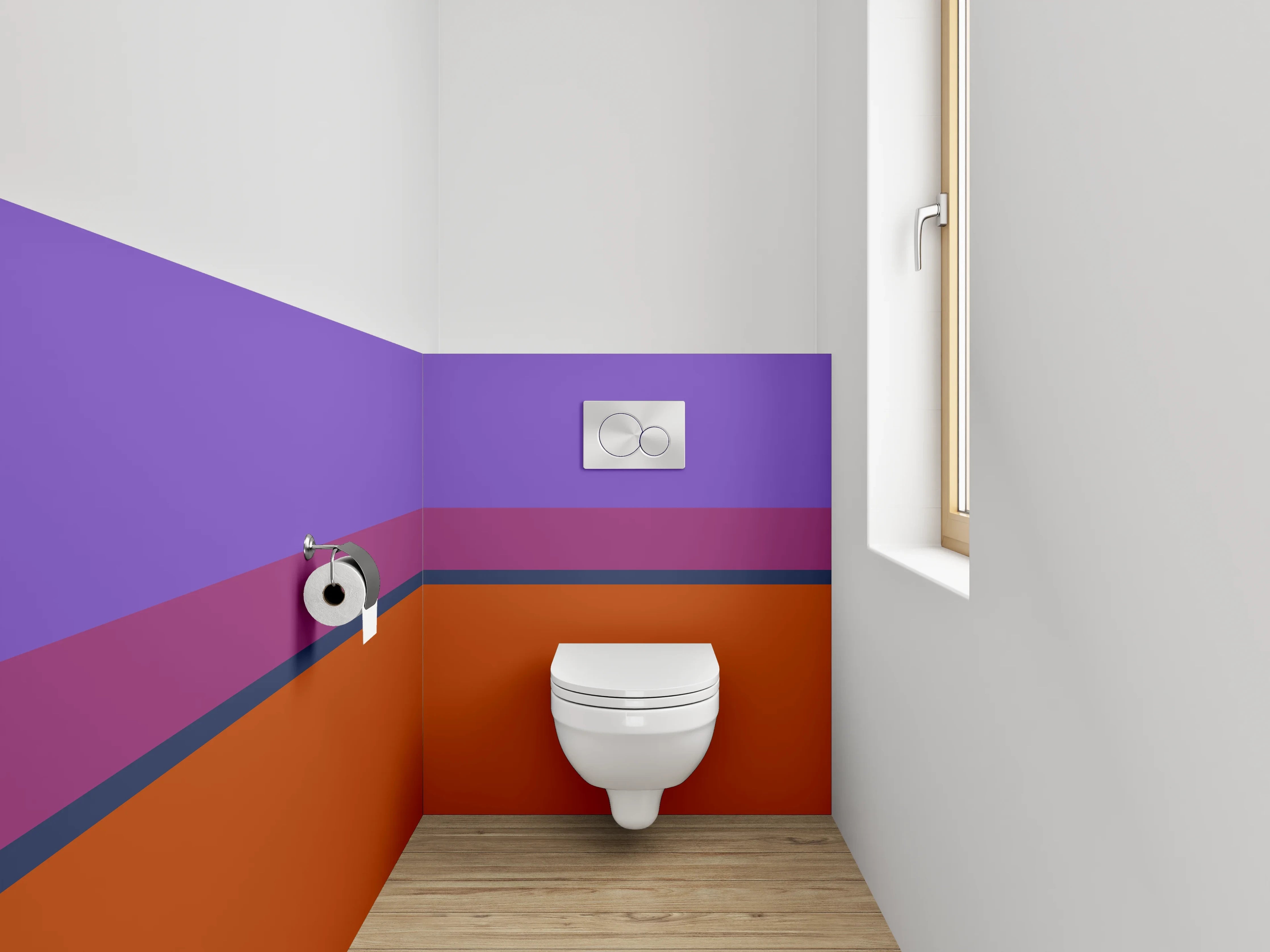 WC-Rückwand - Abstrakte Farbflächen Lila Braun Orange
