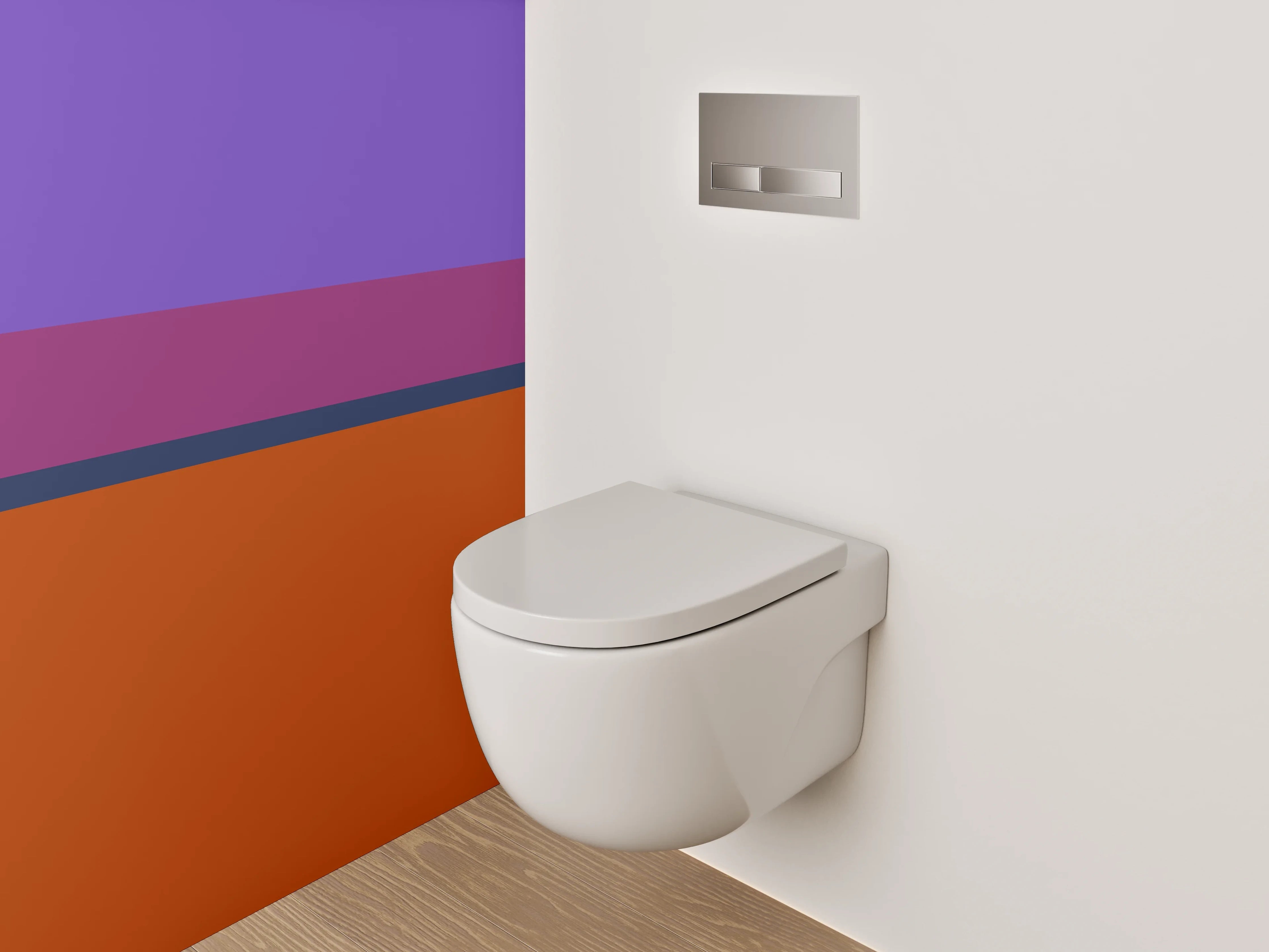 WC-Rückwand - Abstrakte Farbflächen Lila Braun Orange