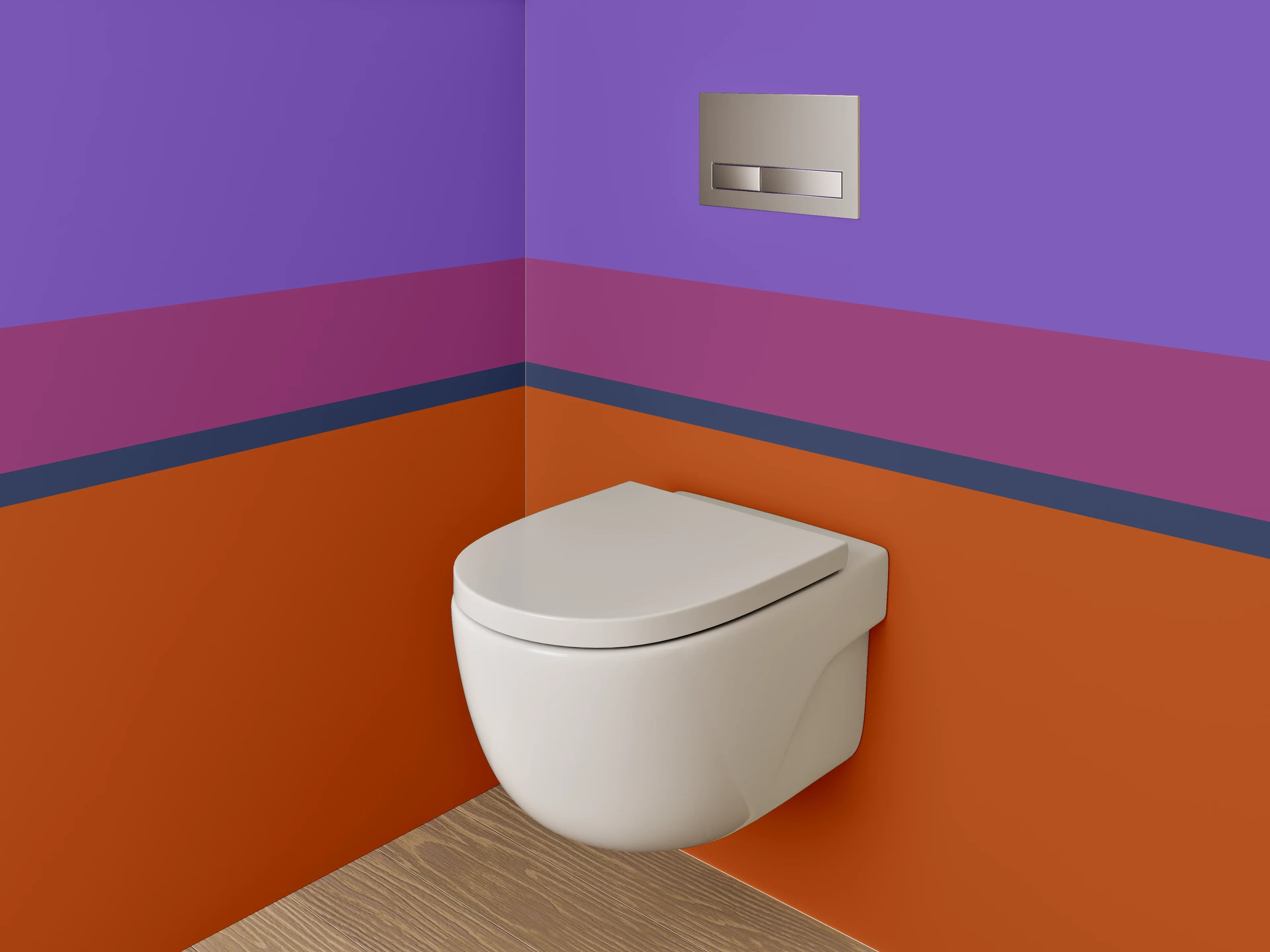 WC-Rückwand - Abstrakte Farbflächen Lila Braun Orange
