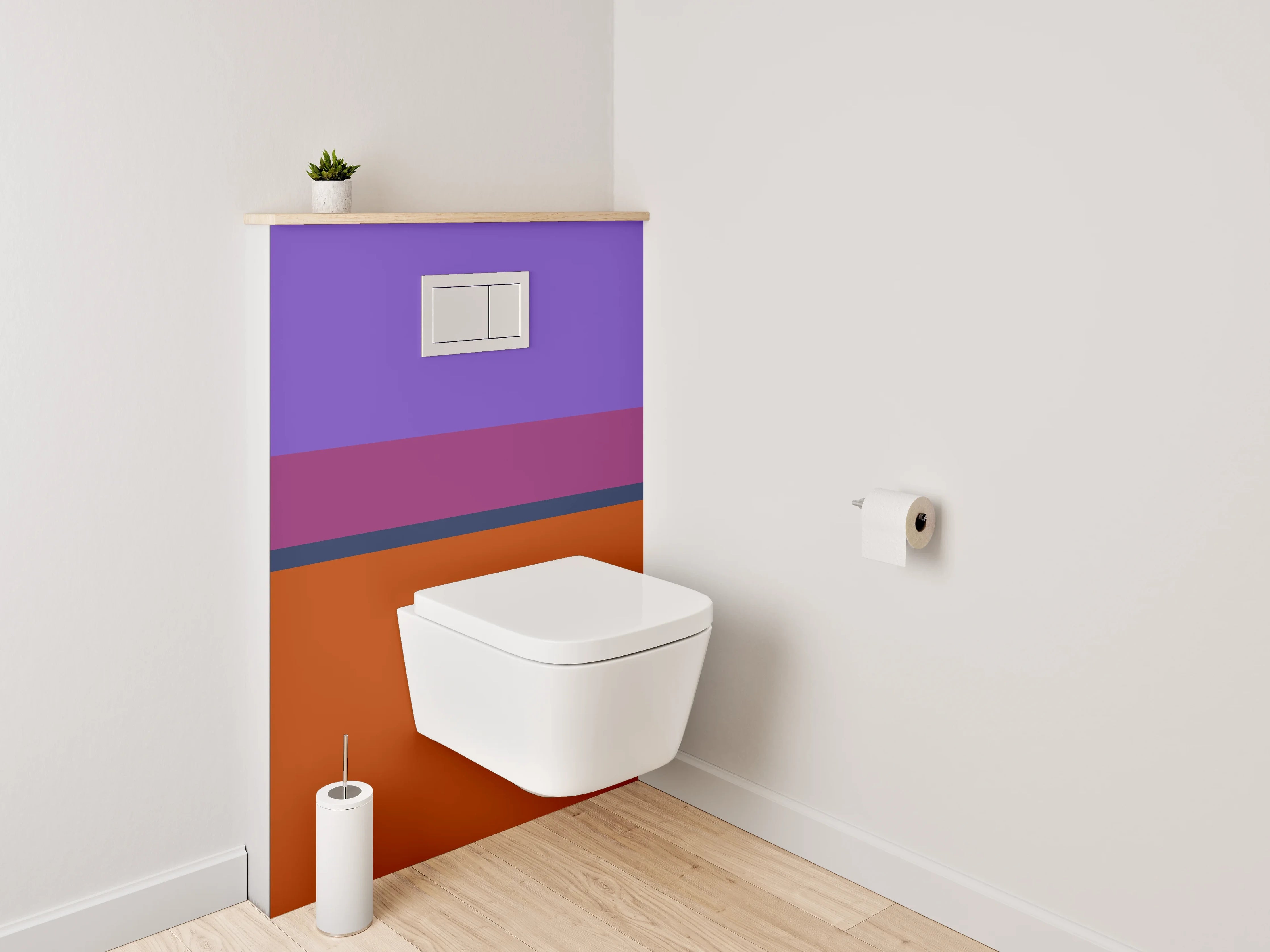 WC-Rückwand - Abstrakte Farbflächen Lila Braun Orange