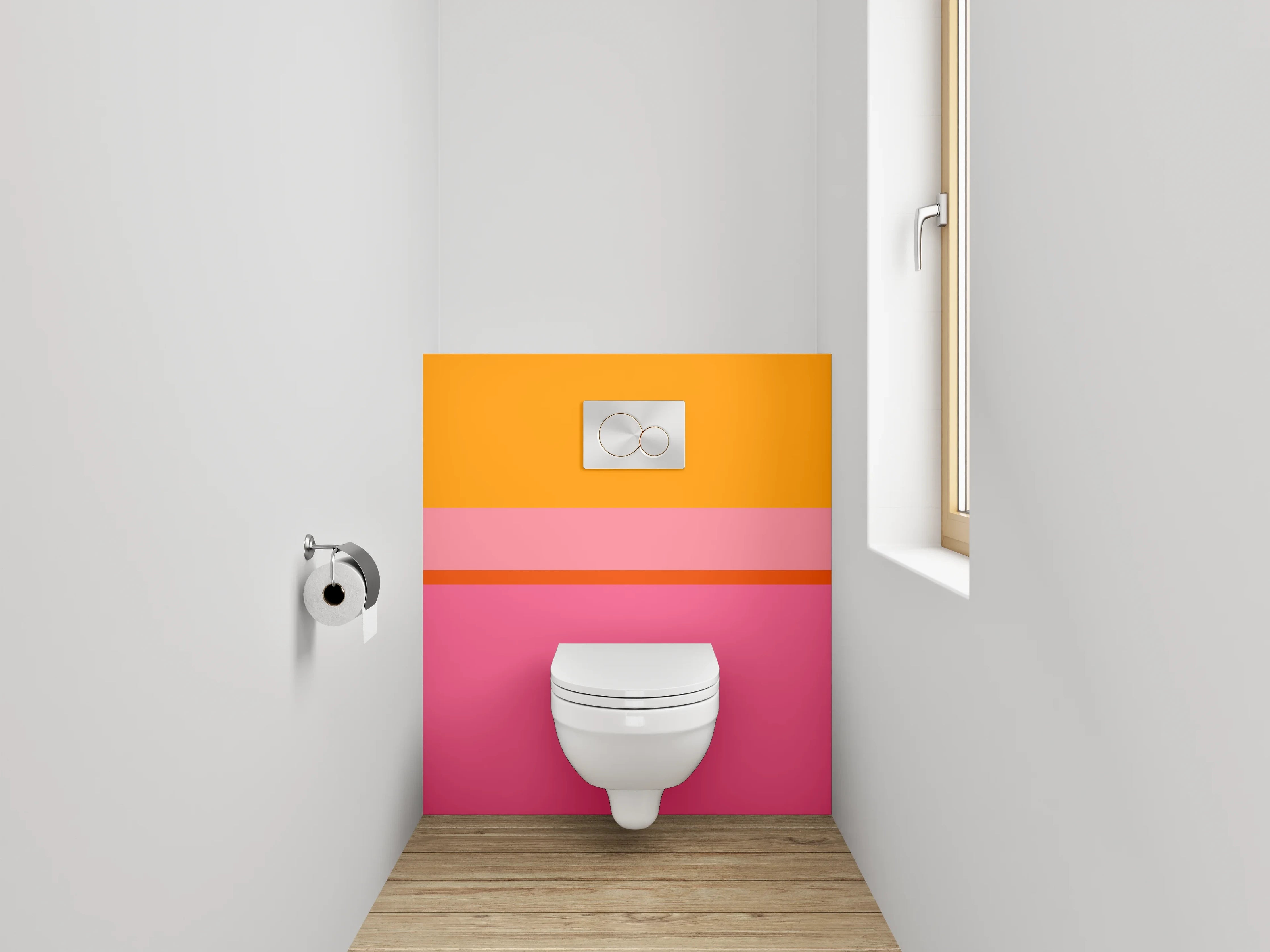 WC-Rückwand - Abstrakte Farbflächen Orange Pink Rosa