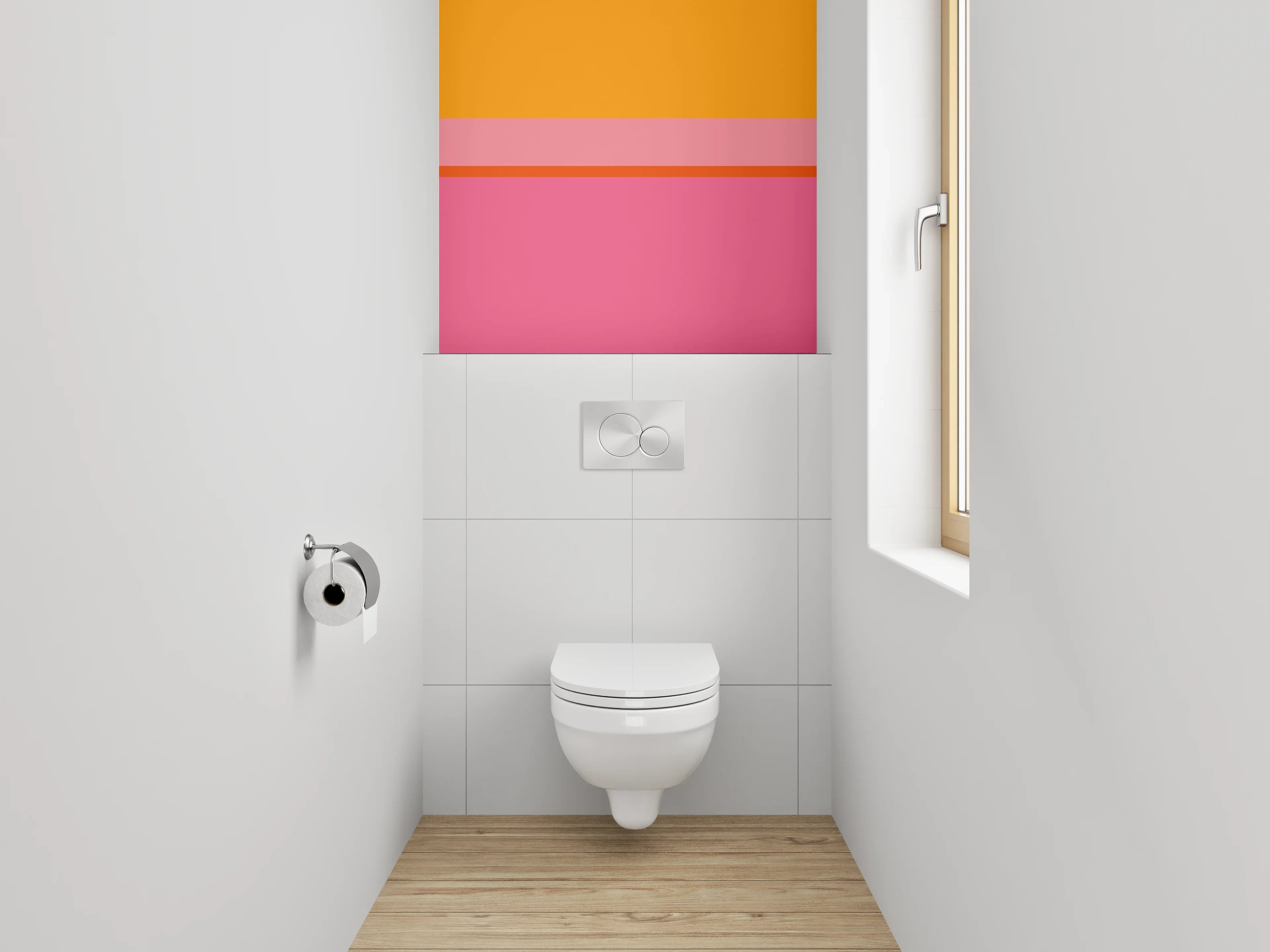 WC-Rückwand - Abstrakte Farbflächen Orange Pink Rosa