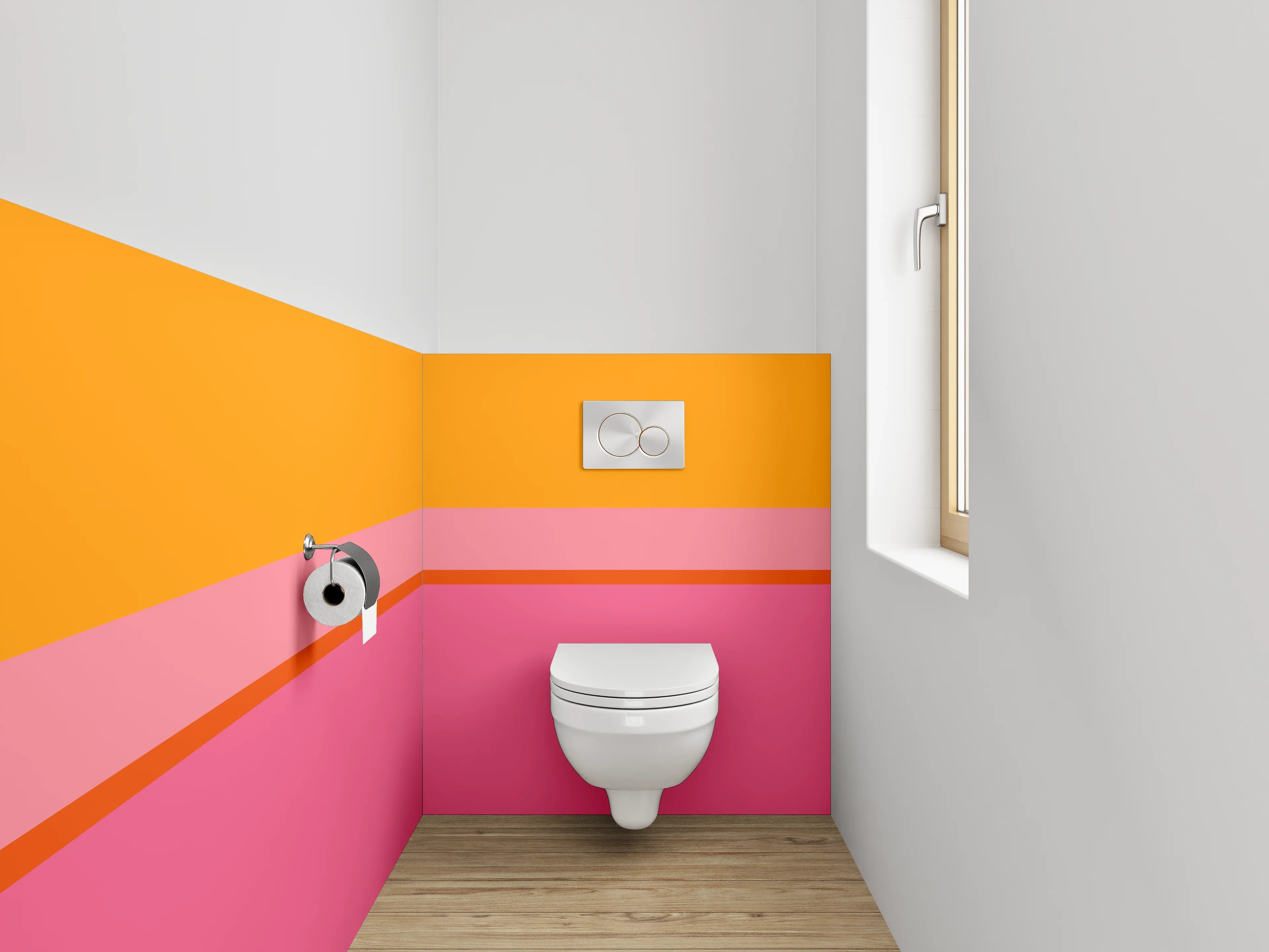 WC-Rückwand - Abstrakte Farbflächen Orange Pink Rosa