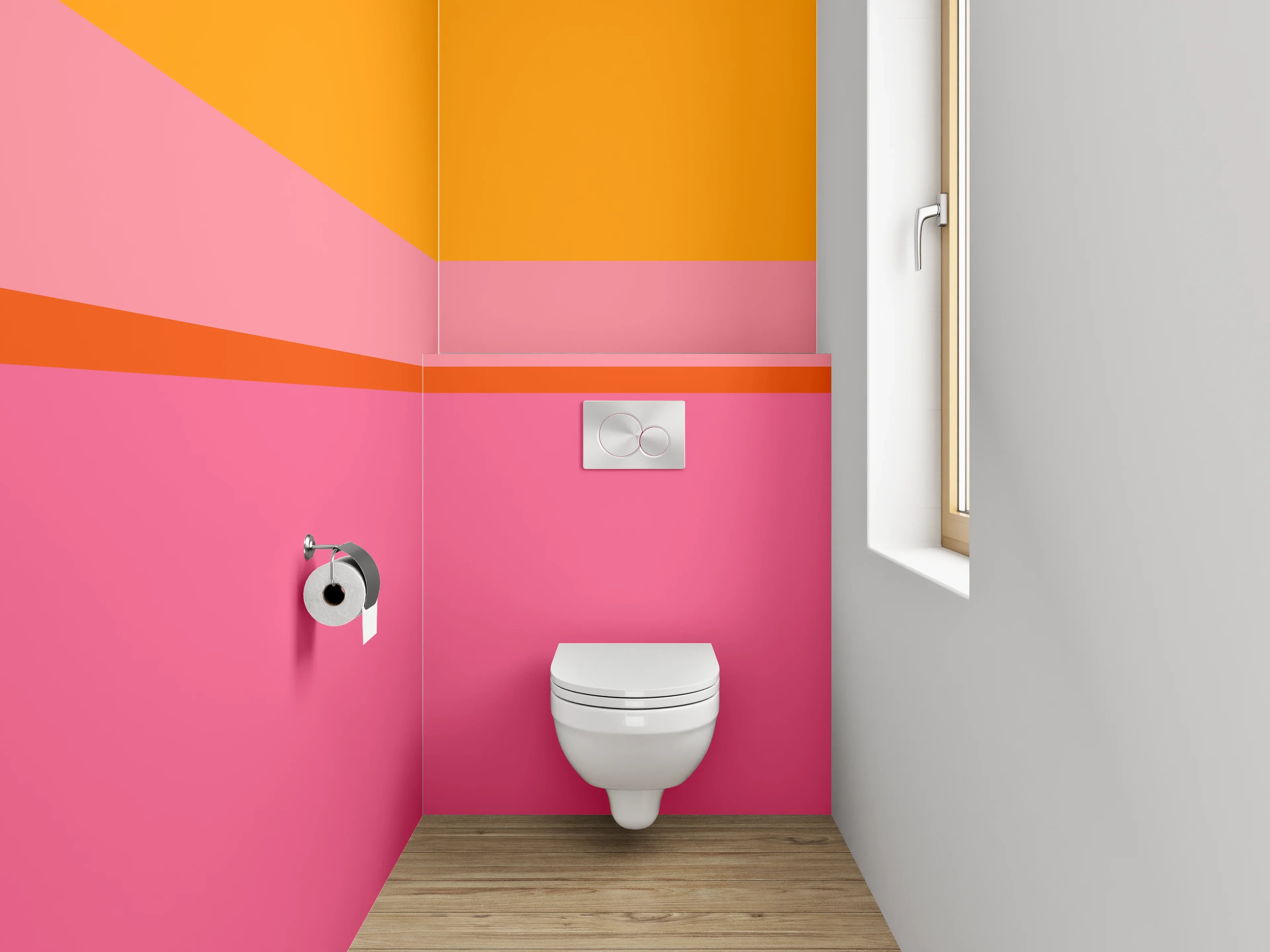 WC-Rückwand - Abstrakte Farbflächen Orange Pink Rosa