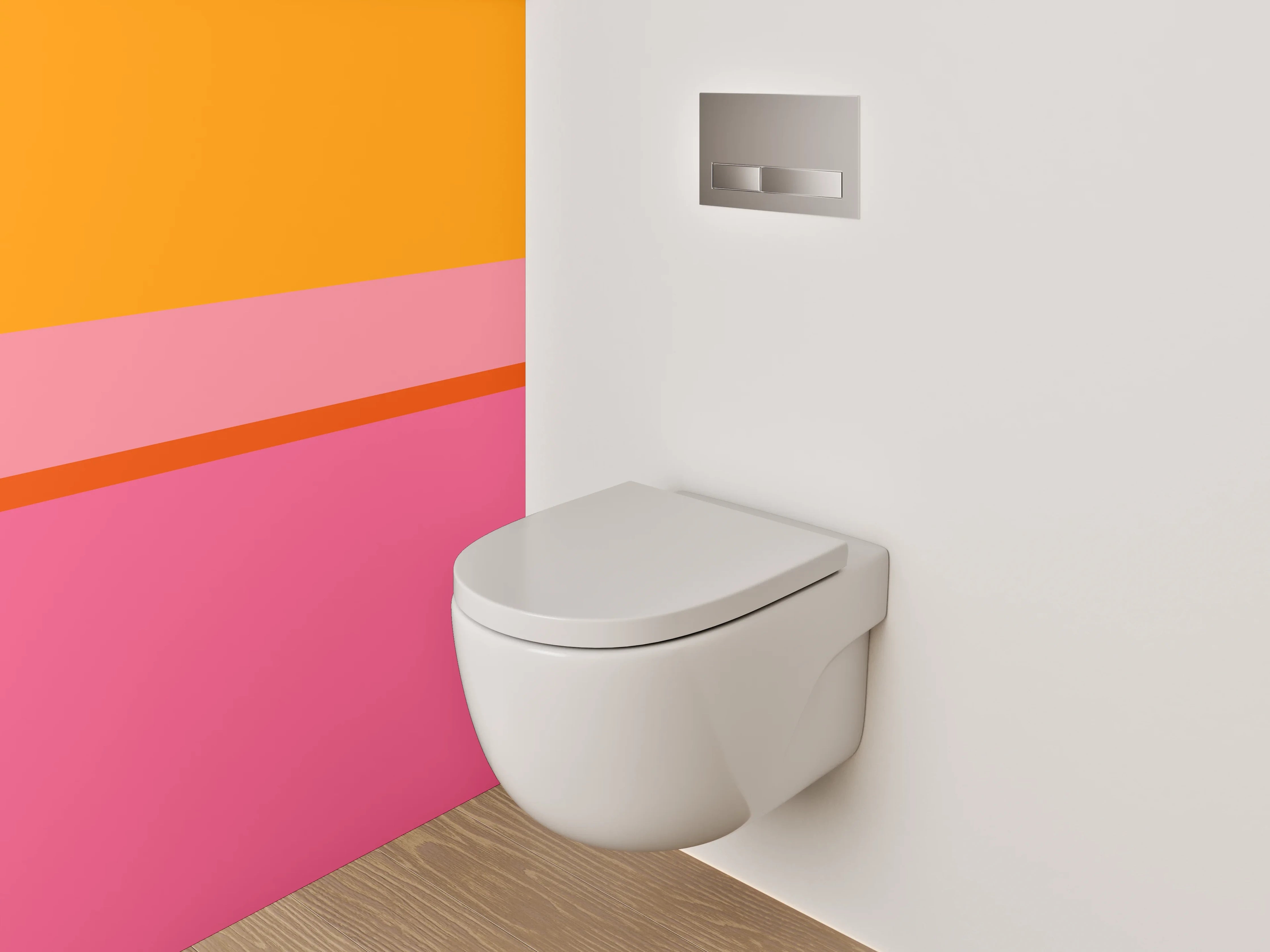 WC-Rückwand - Abstrakte Farbflächen Orange Pink Rosa