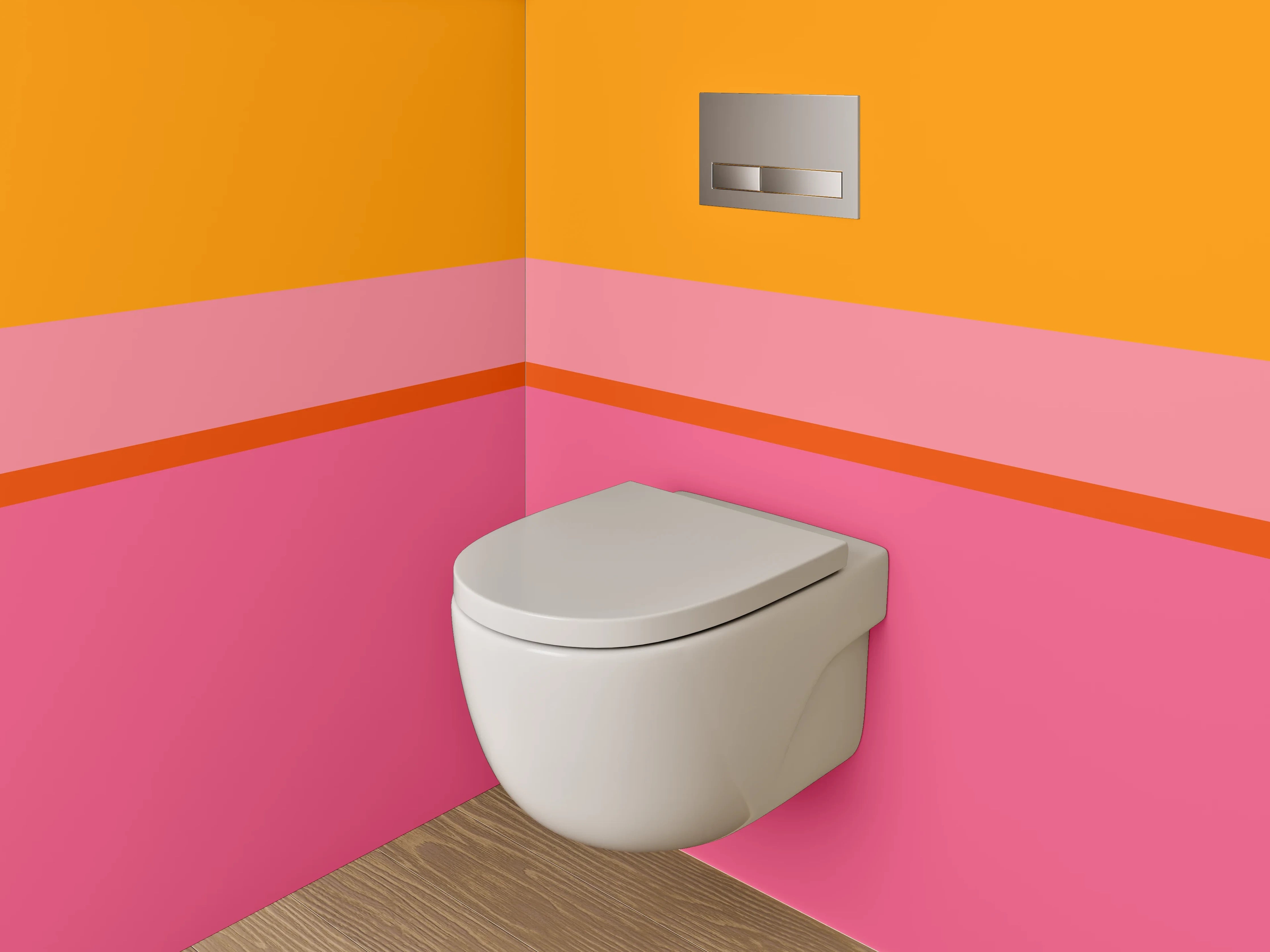 WC-Rückwand - Abstrakte Farbflächen Orange Pink Rosa