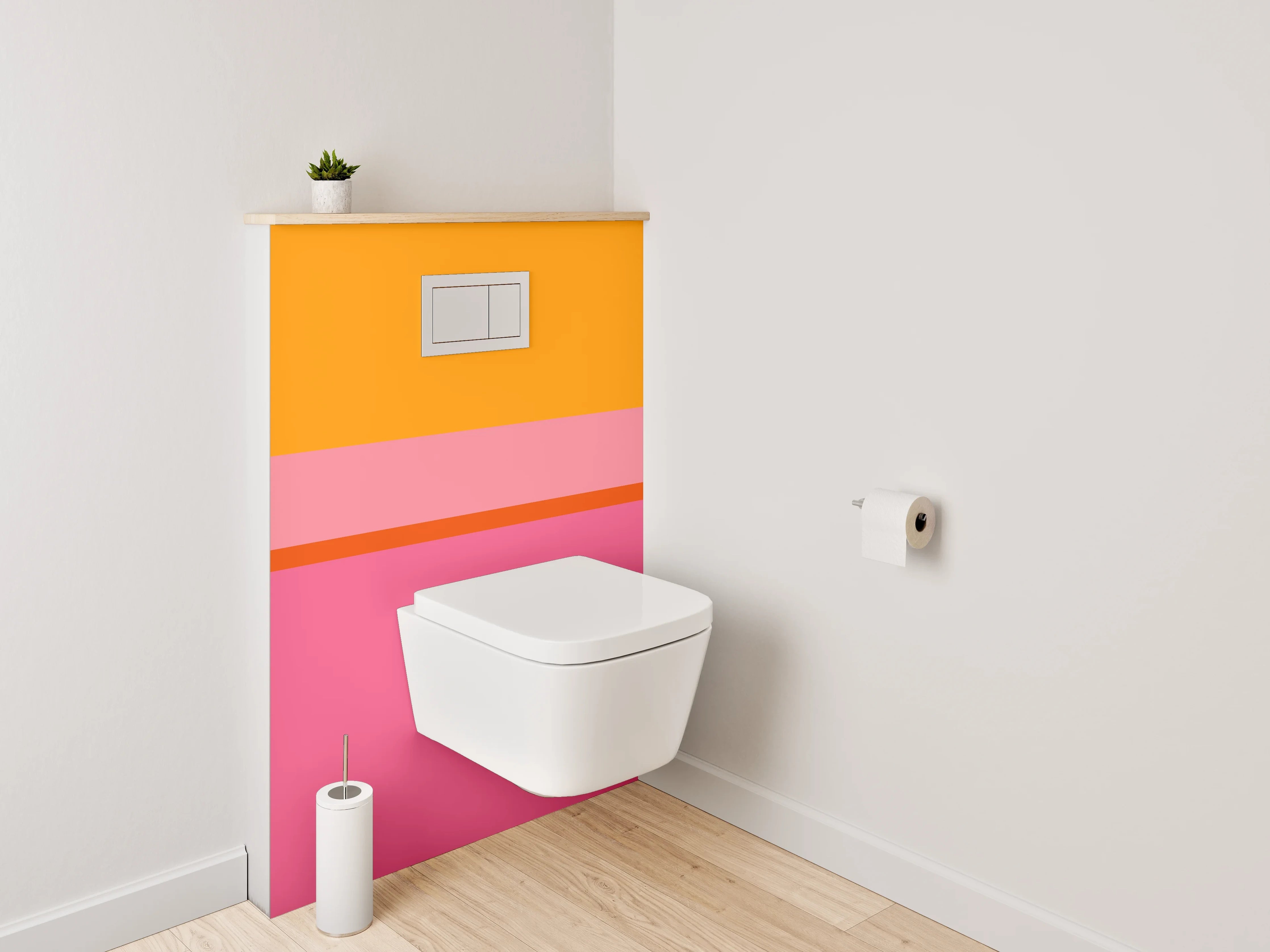 WC-Rückwand - Abstrakte Farbflächen Orange Pink Rosa