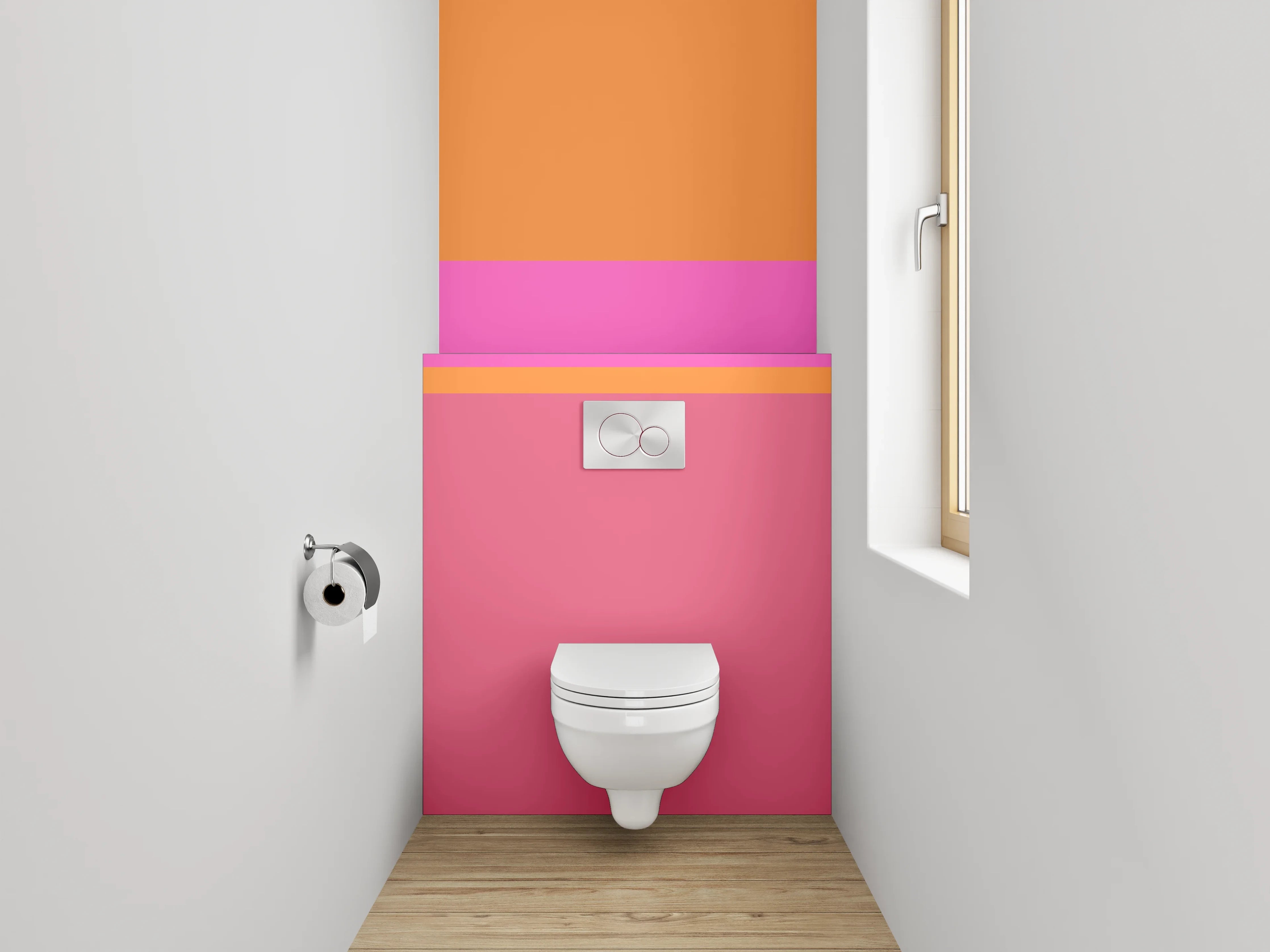 WC-Rückwand - Abstrakte Farbflächen Rosa Orange Pink