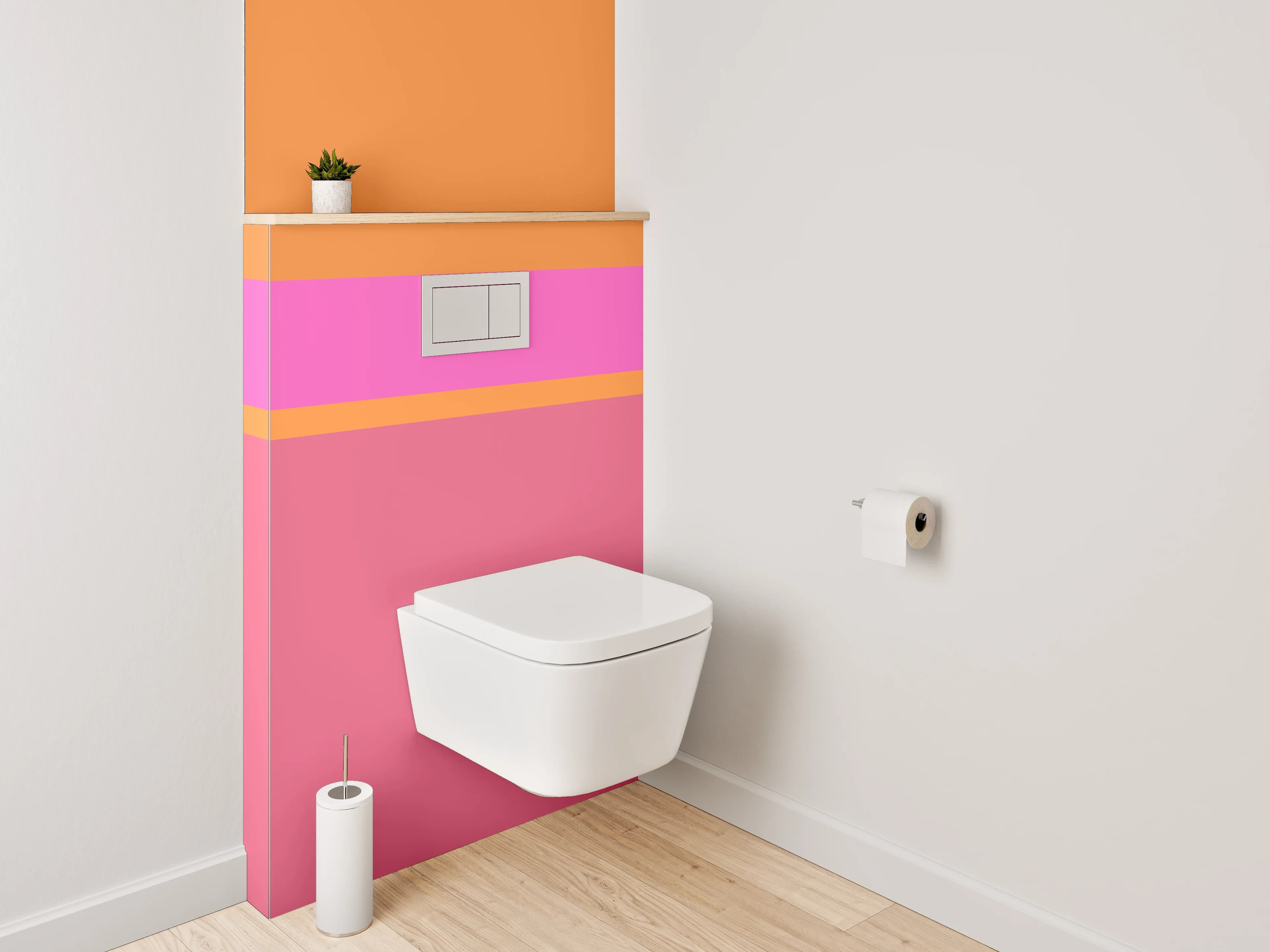 WC-Rückwand - Abstrakte Farbflächen Rosa Orange Pink
