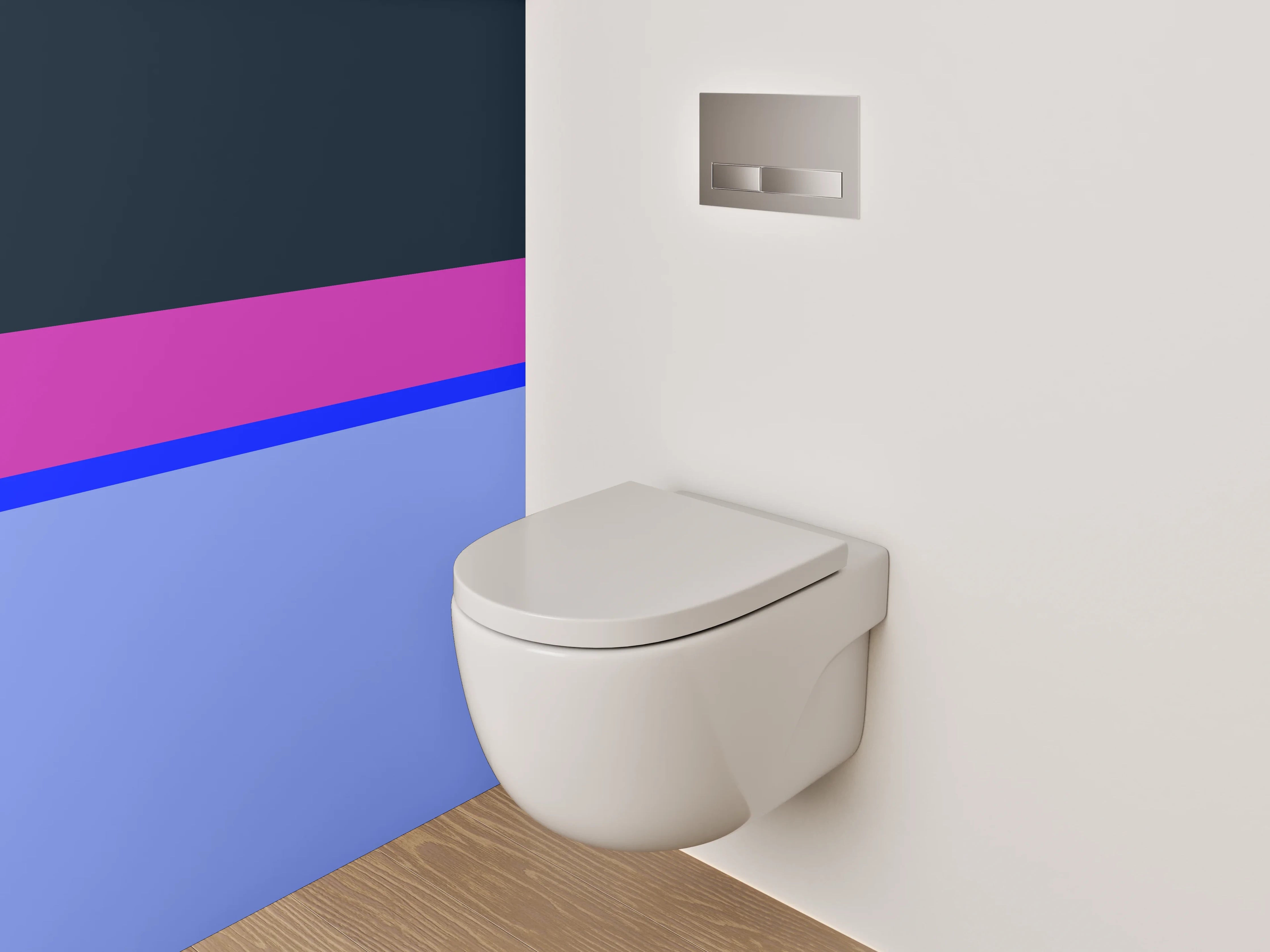 WC-Rückwand - Abstrakte Farbflächen in Blau und Lila