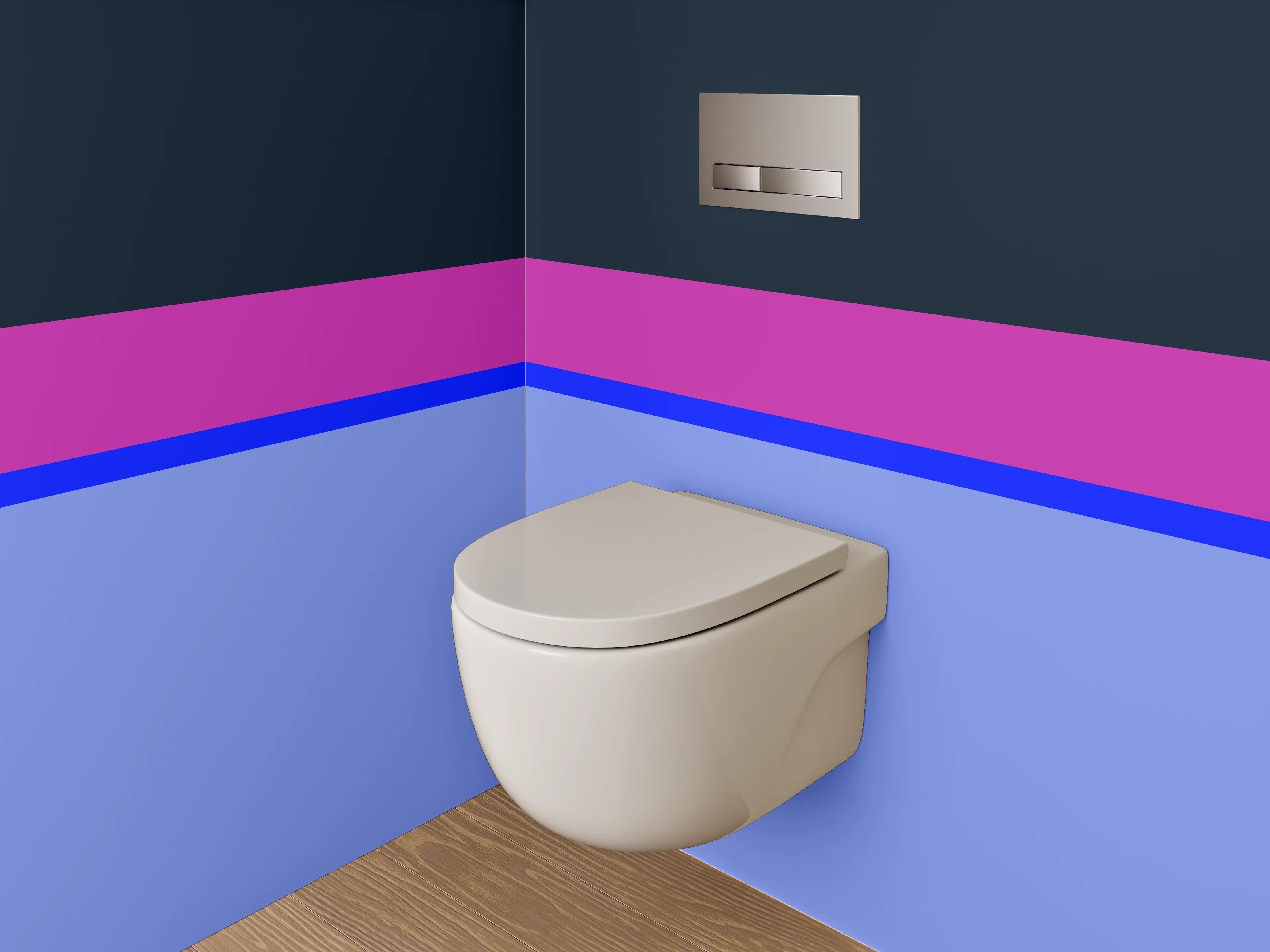 WC-Rückwand - Abstrakte Farbflächen in Blau und Lila