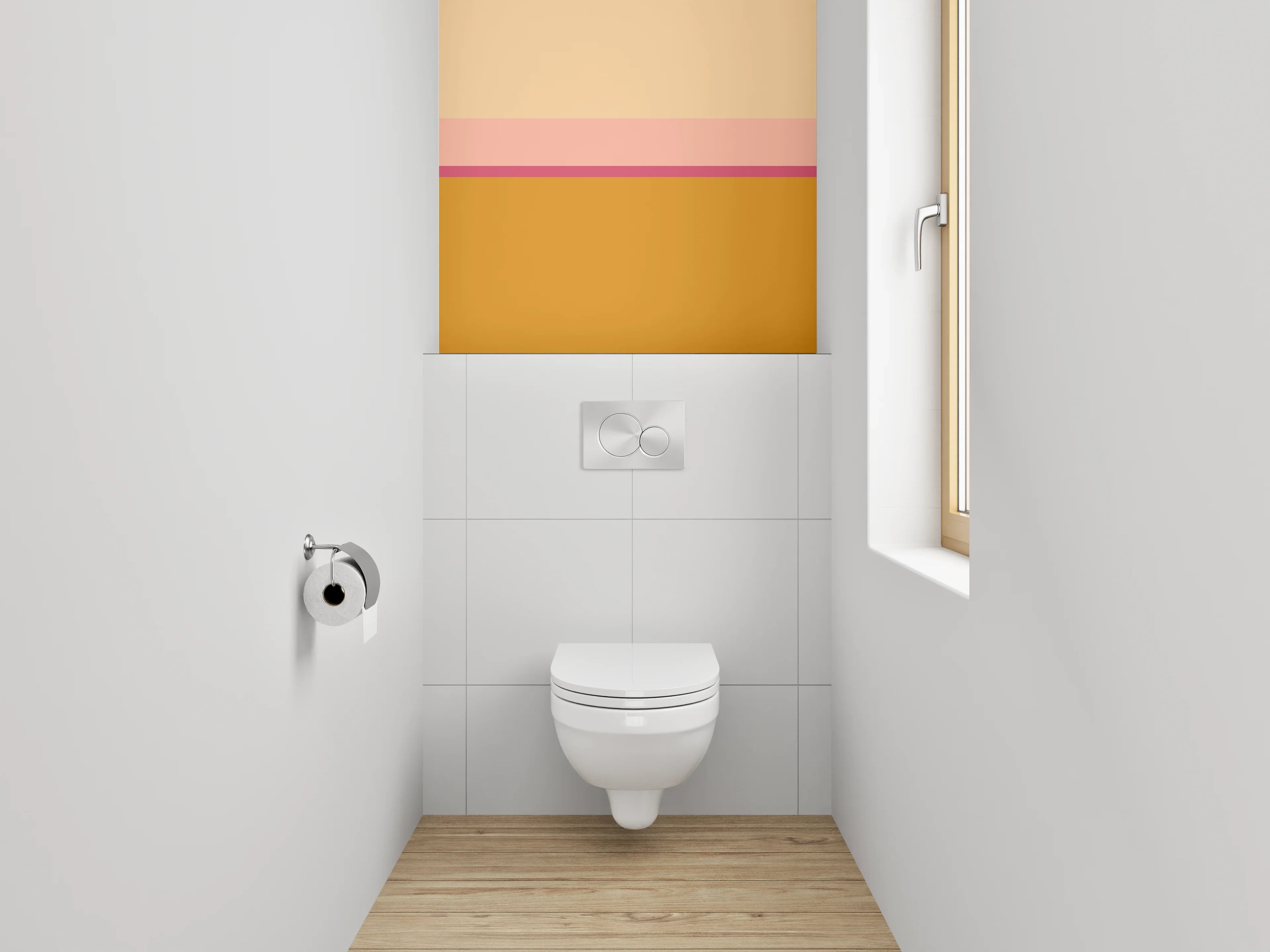 WC-Rückwand - Abstrakte Farbflächen in Gelb und Beige