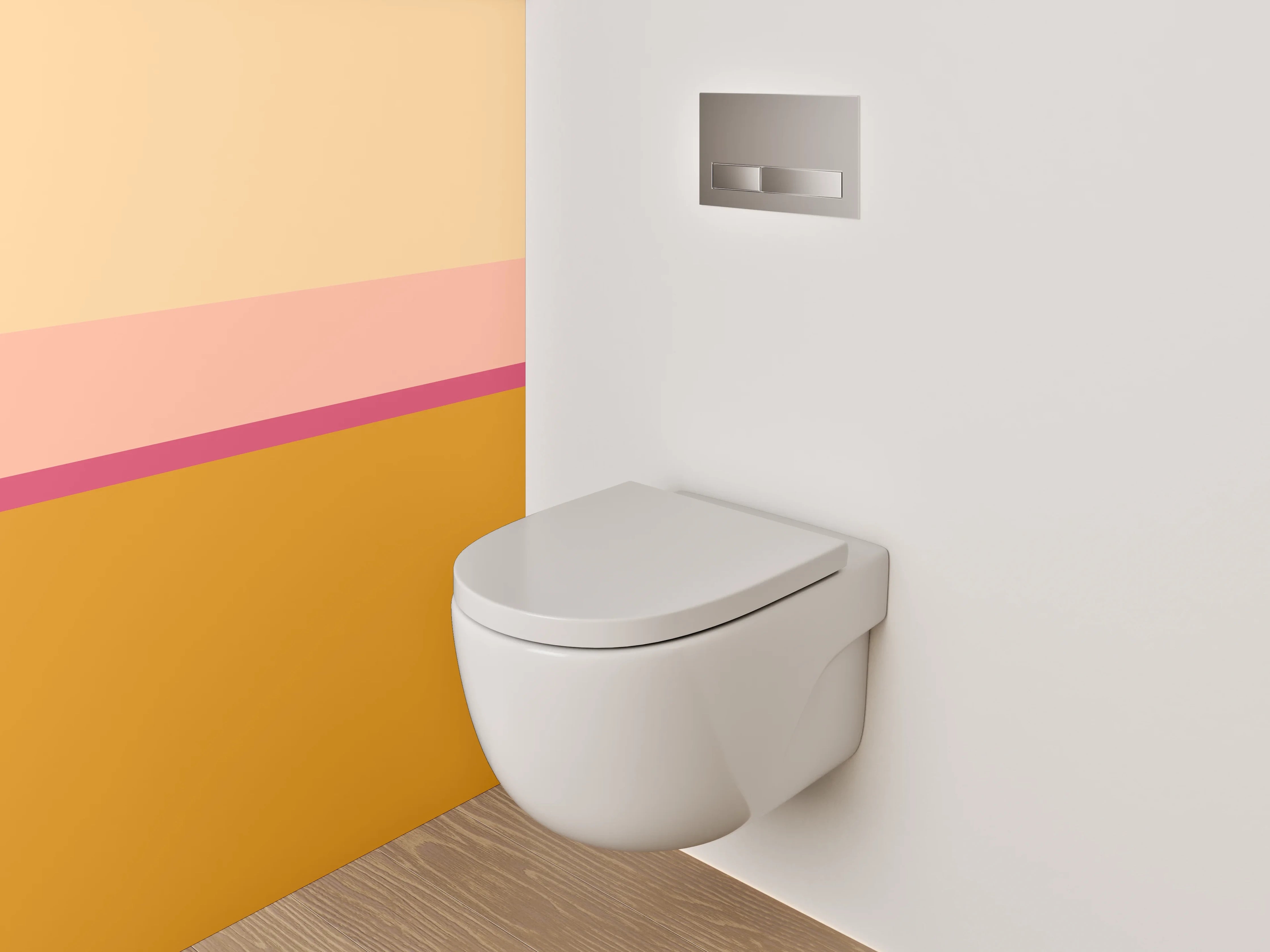 WC-Rückwand - Abstrakte Farbflächen in Gelb und Beige