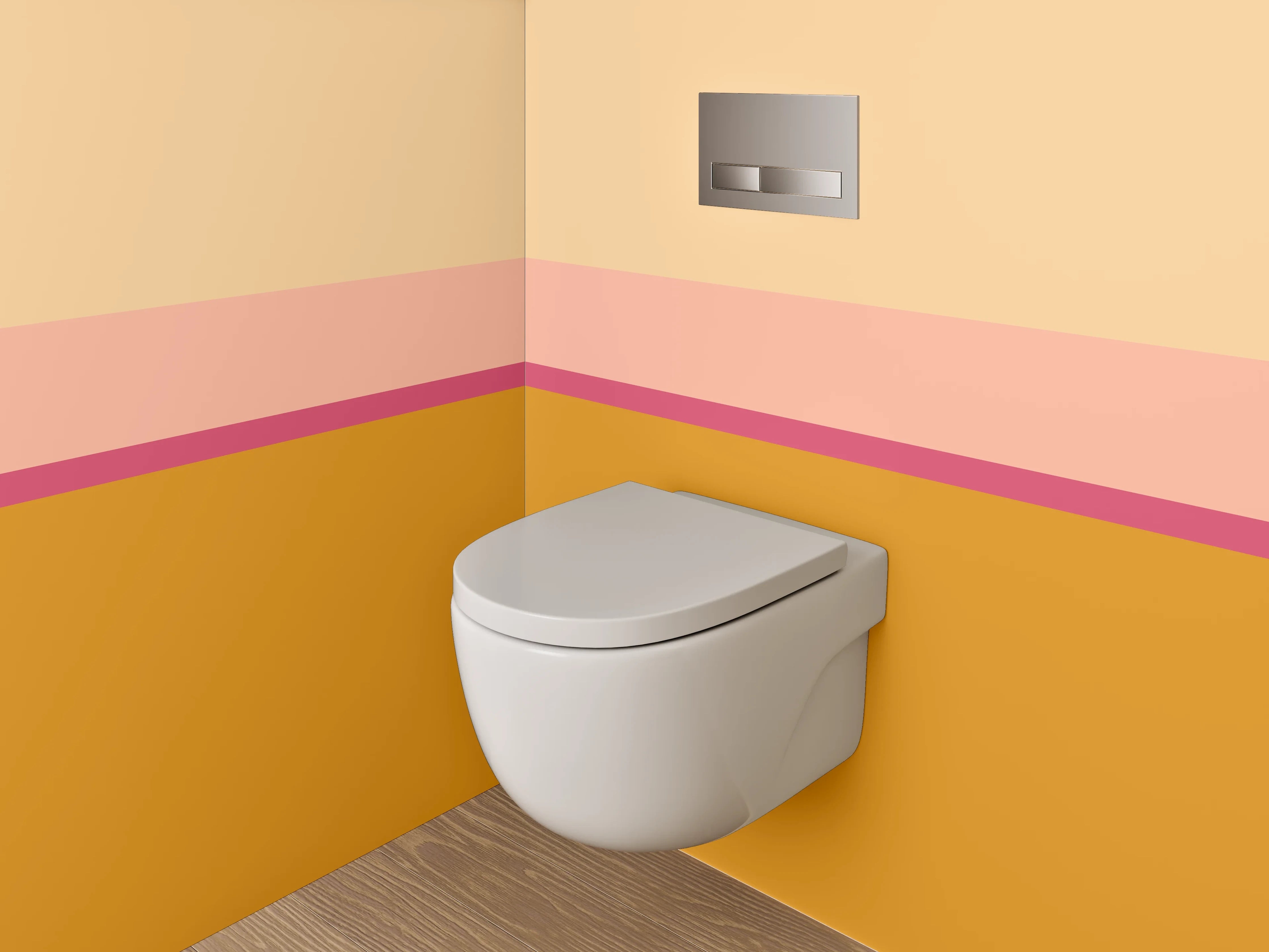 WC-Rückwand - Abstrakte Farbflächen in Gelb und Beige