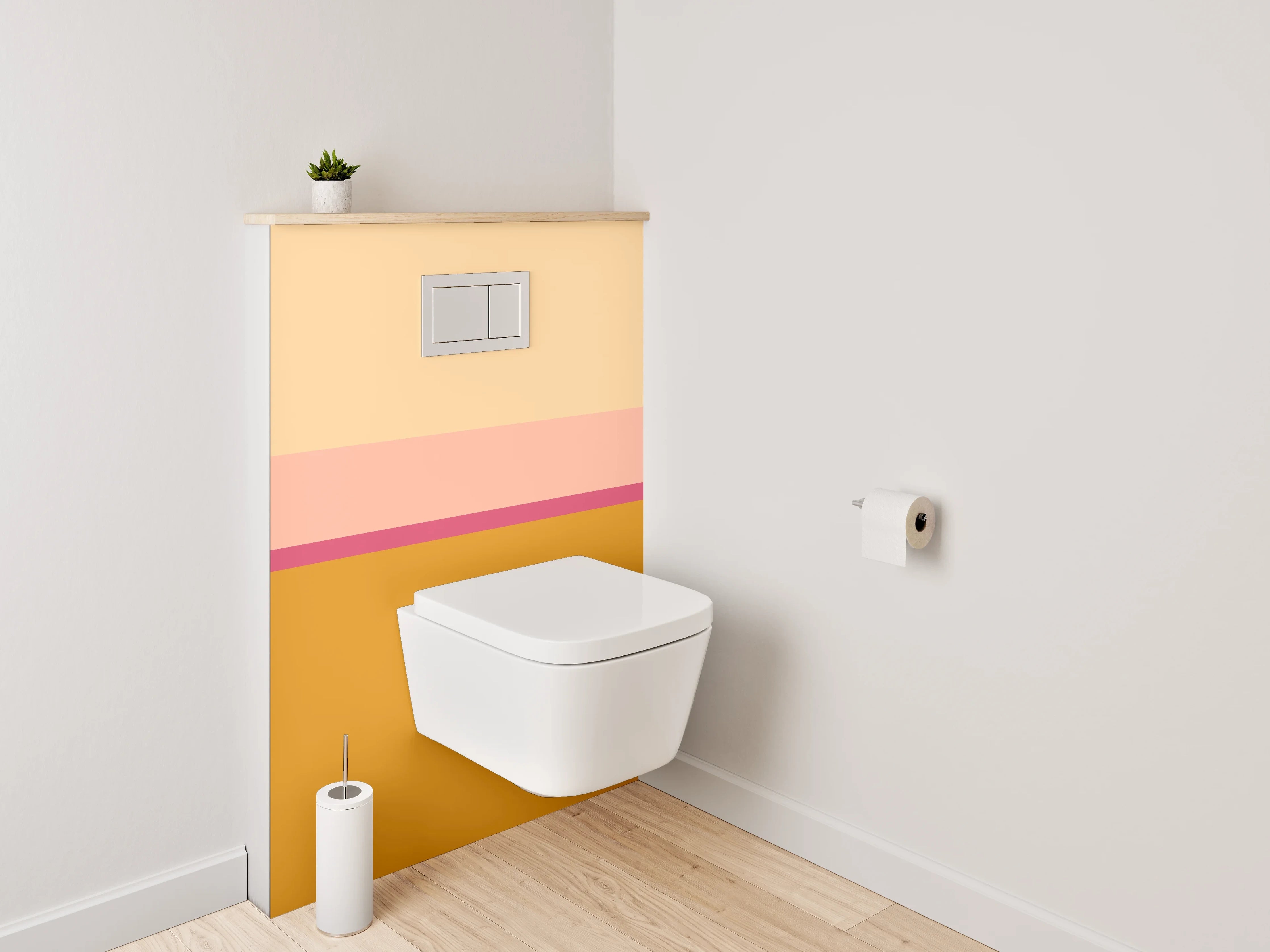 WC-Rückwand - Abstrakte Farbflächen in Gelb und Beige