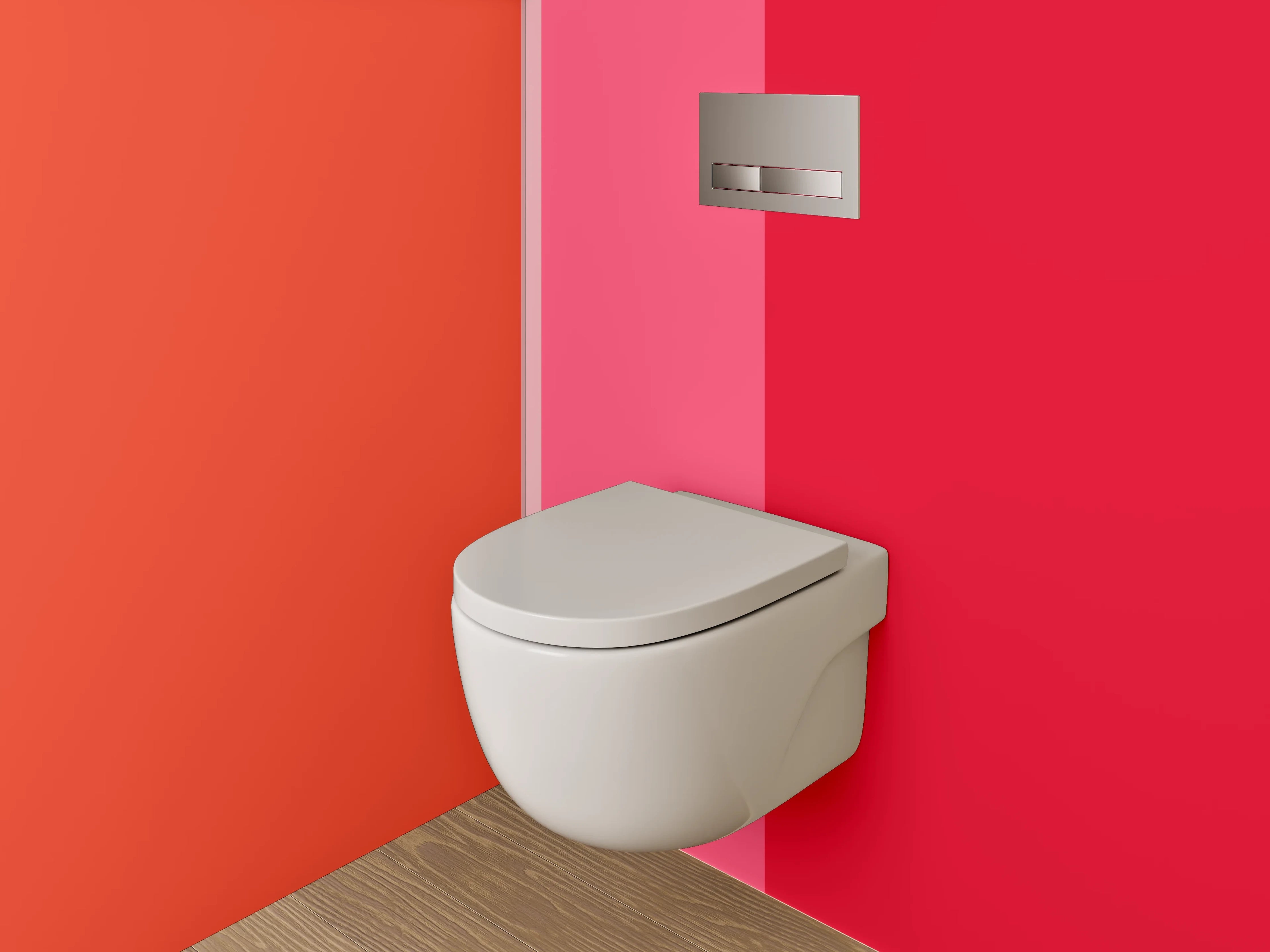 WC-Rückwand - Abstrakte Farbflächen in Orange und Rot