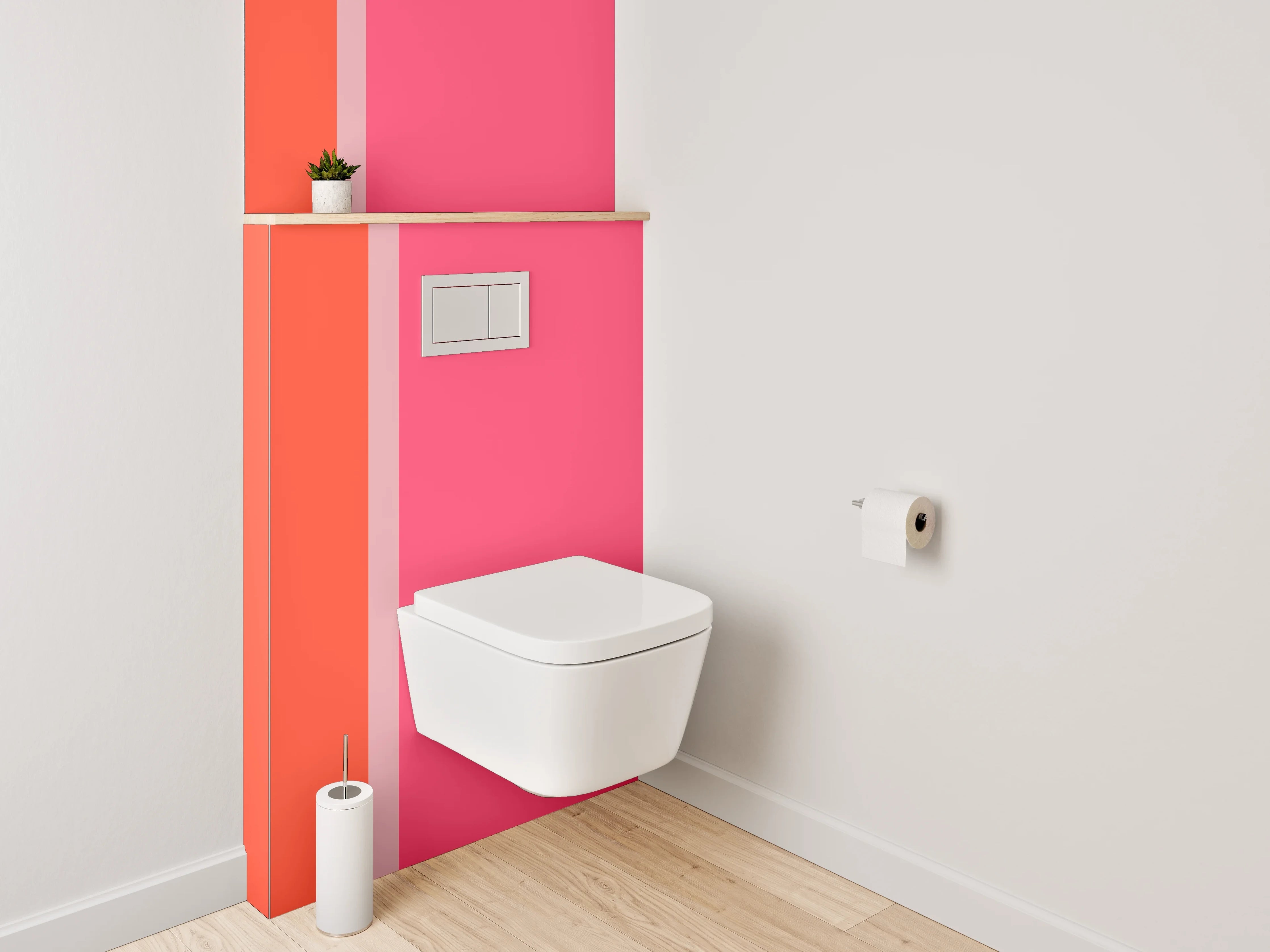 WC-Rückwand - Abstrakte Farbflächen in Orange und Rot