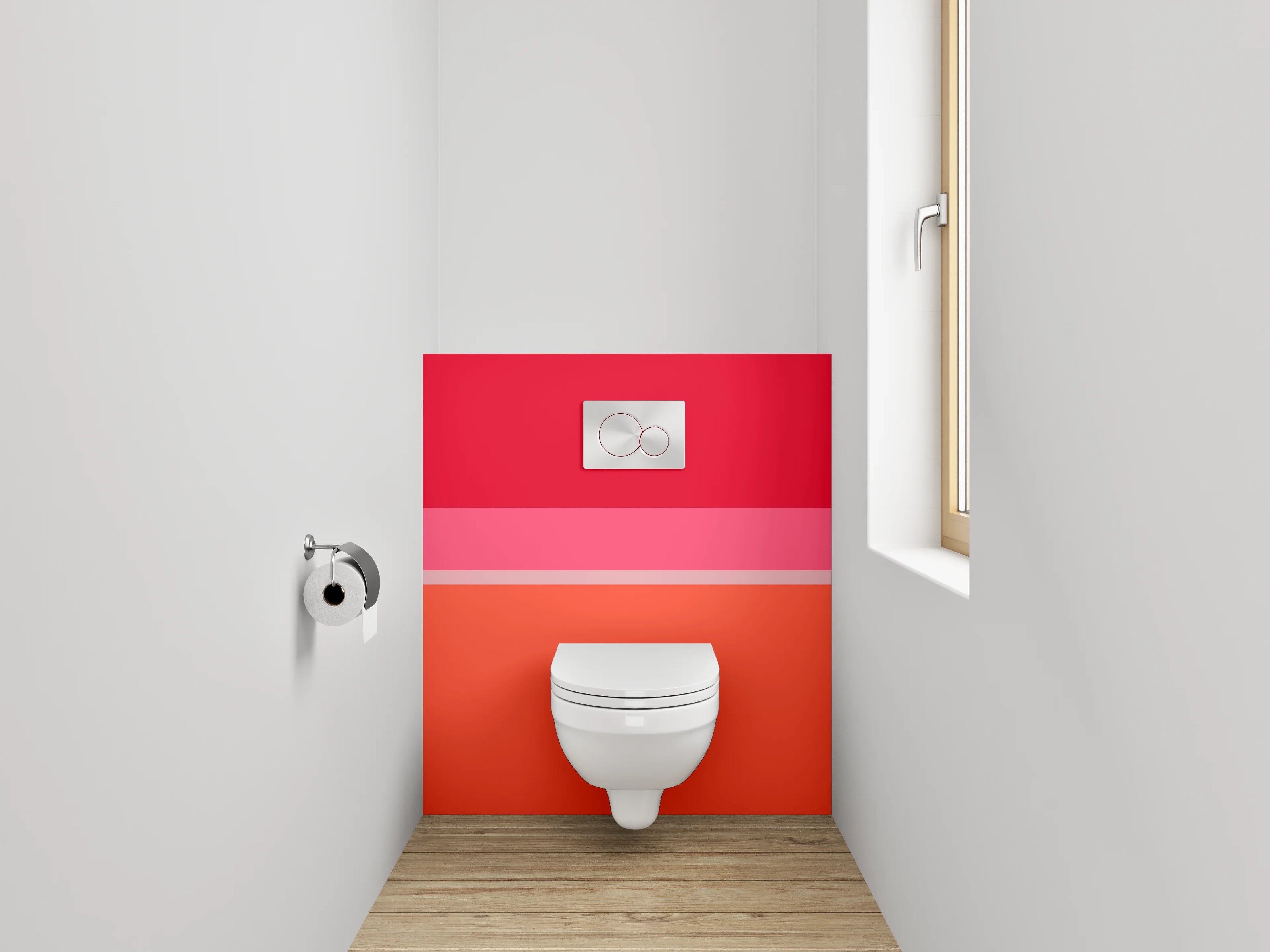 WC-Rückwand - Abstrakte Farbflächen in Rot und Orange