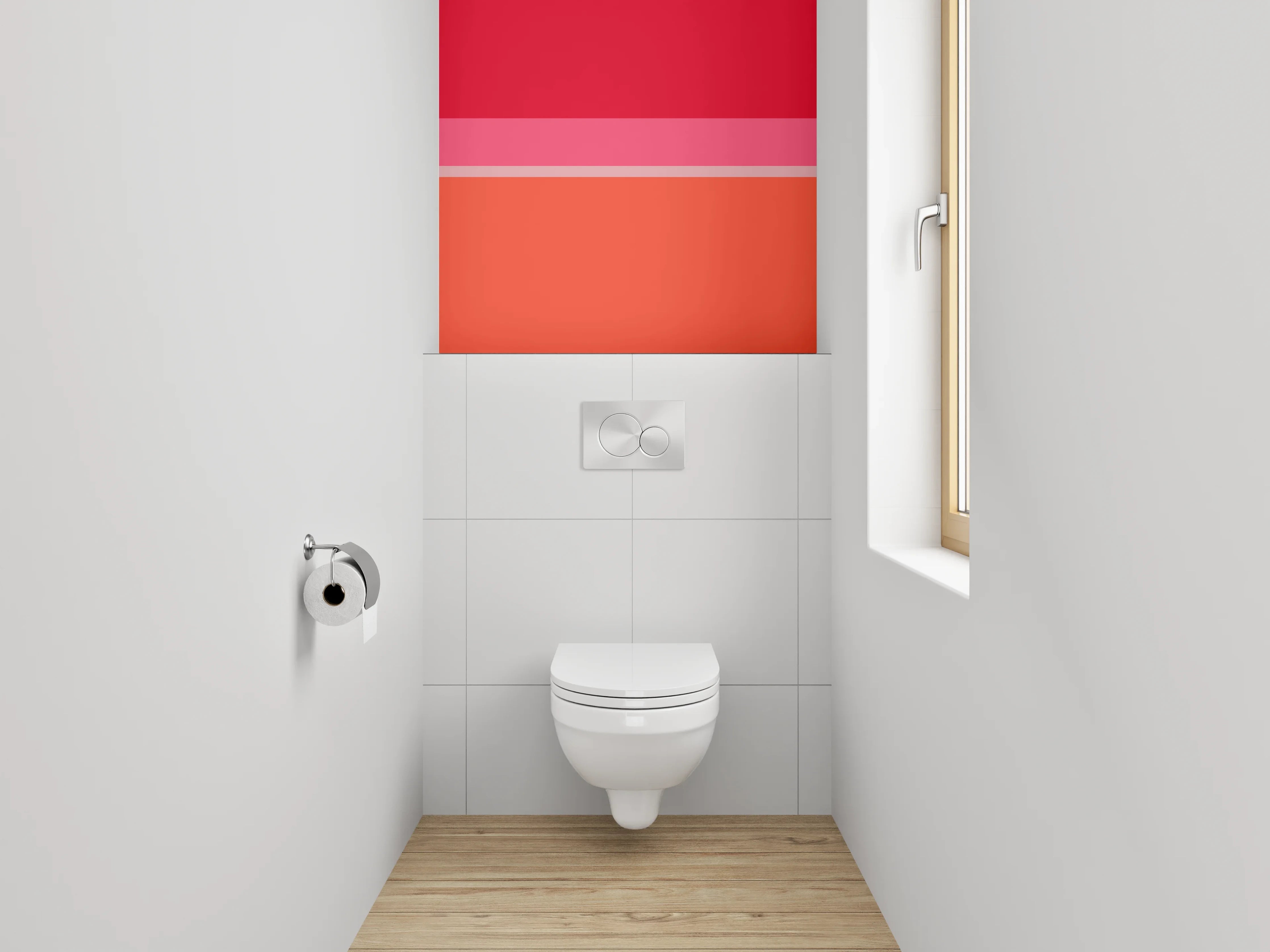 WC-Rückwand - Abstrakte Farbflächen in Rot und Orange