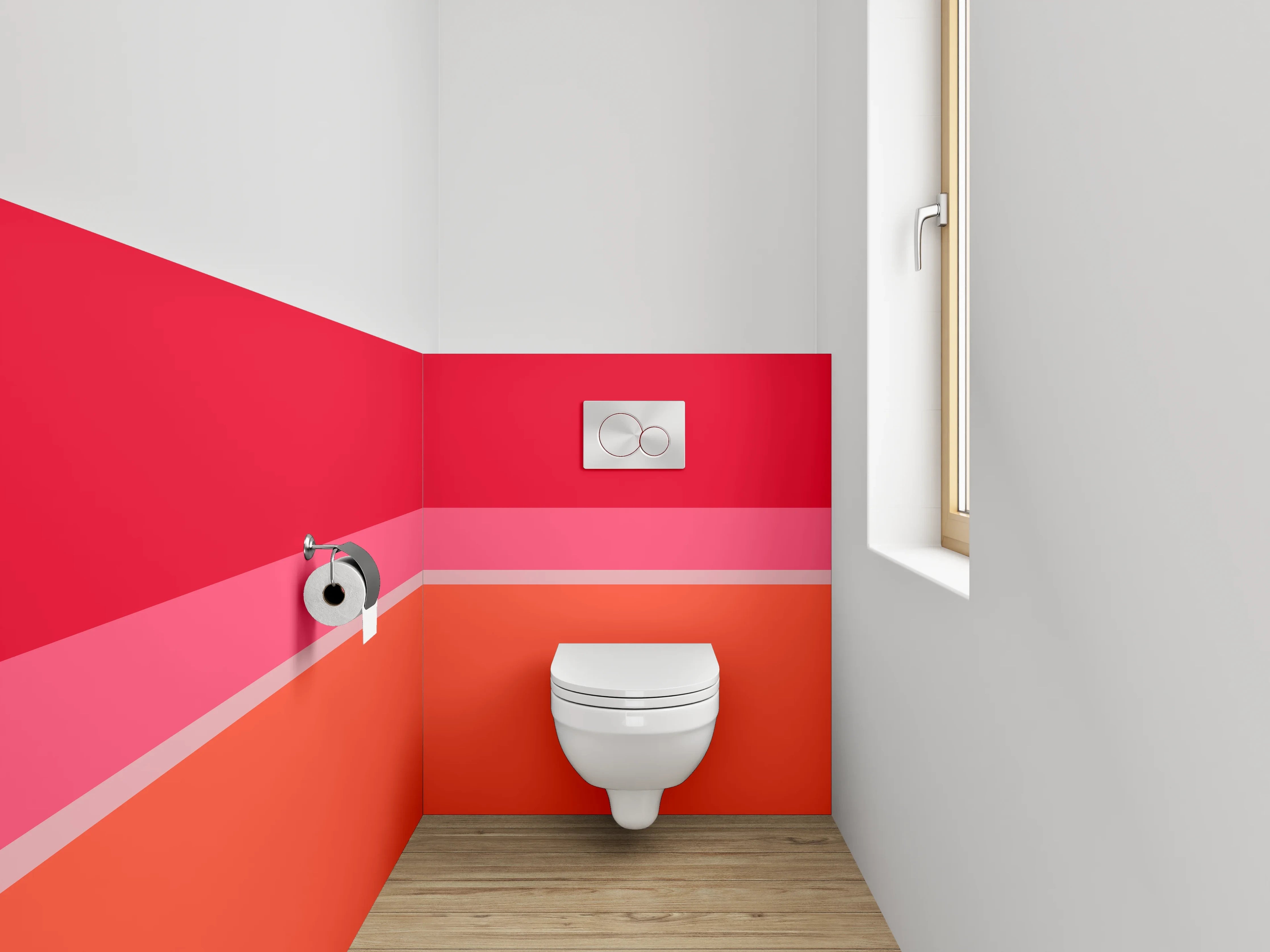 WC-Rückwand - Abstrakte Farbflächen in Rot und Orange