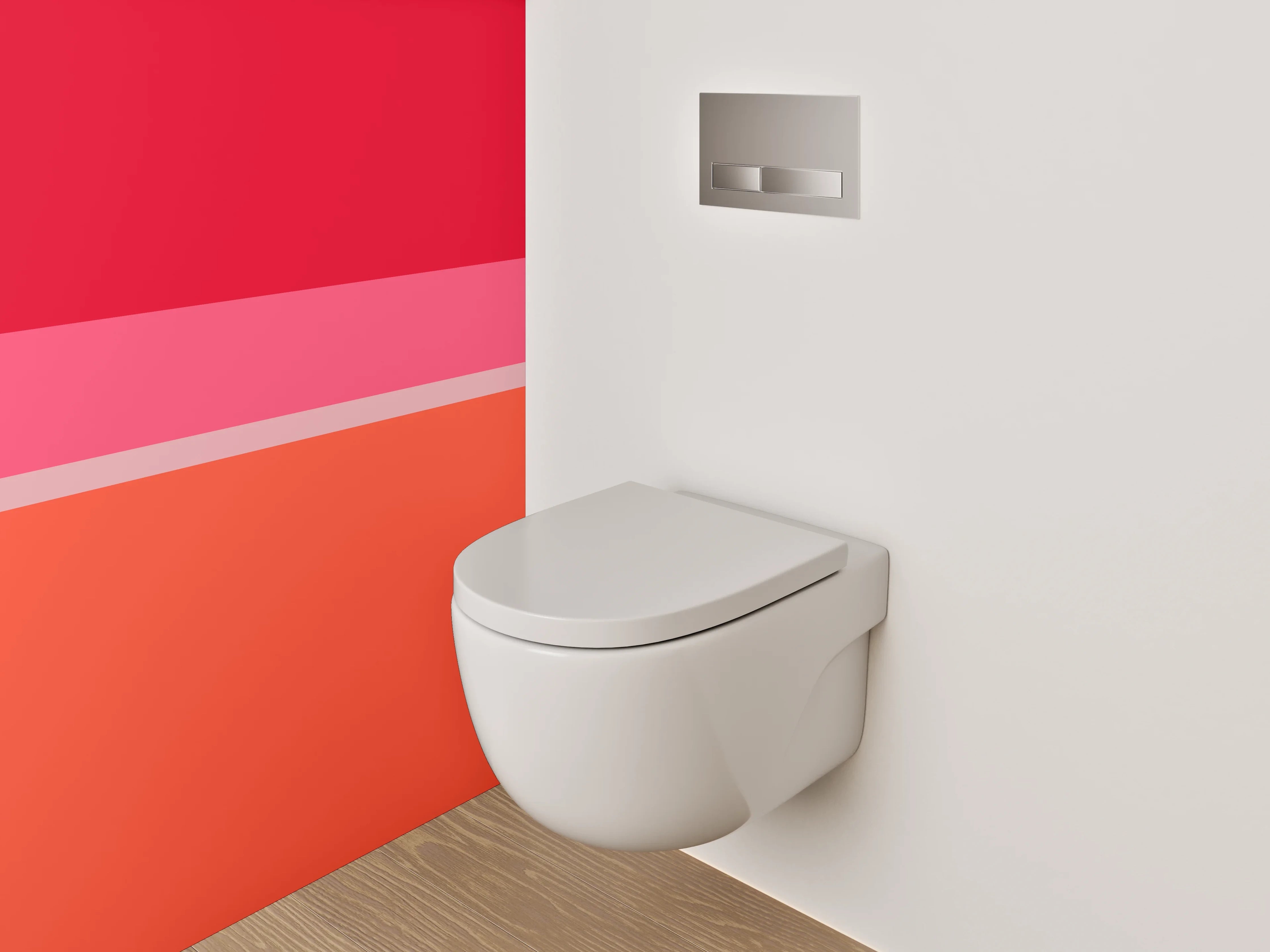WC-Rückwand - Abstrakte Farbflächen in Rot und Orange