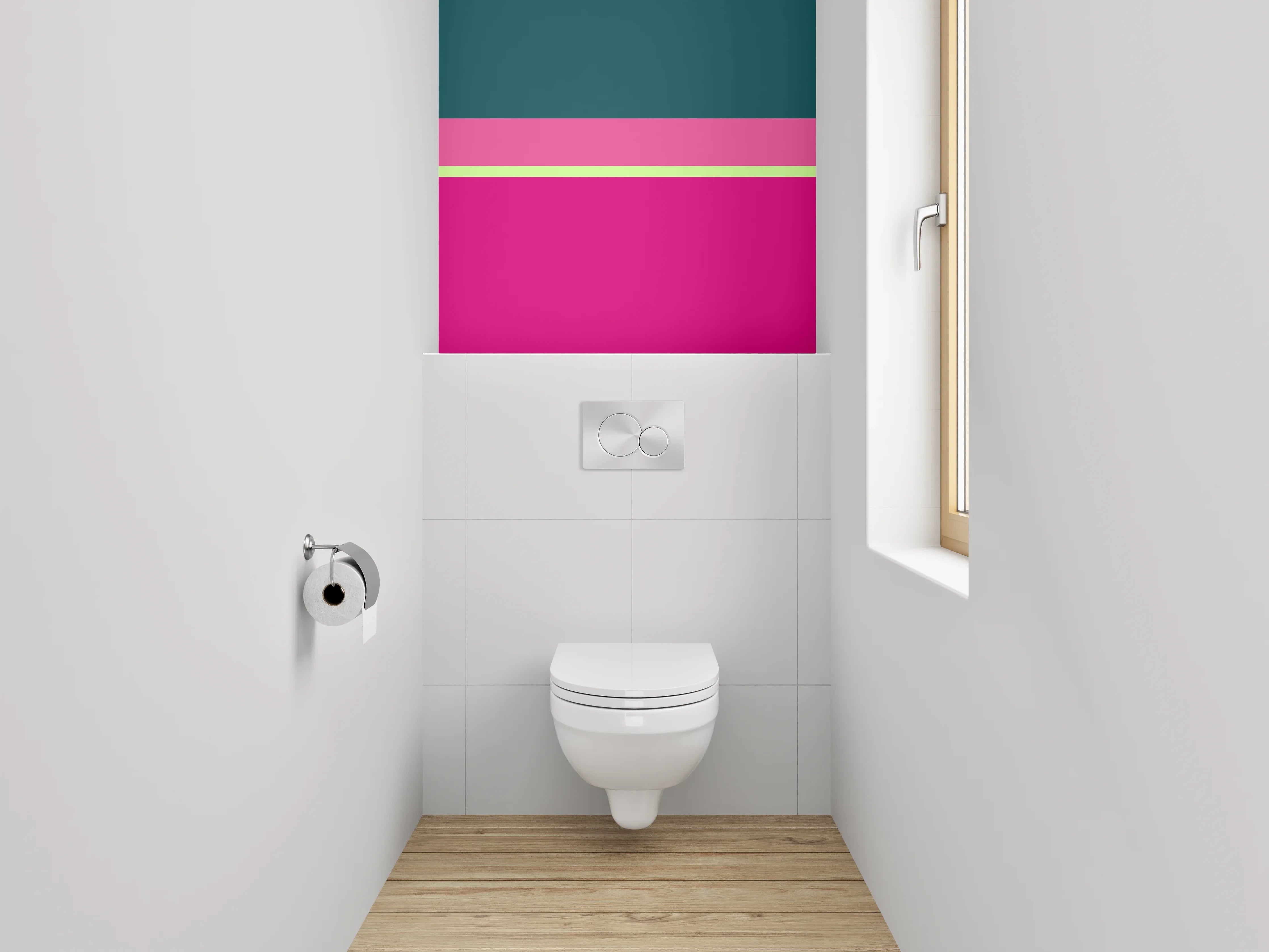 WC-Rückwand - Abstrakte Farbstreifen Pink Petrol