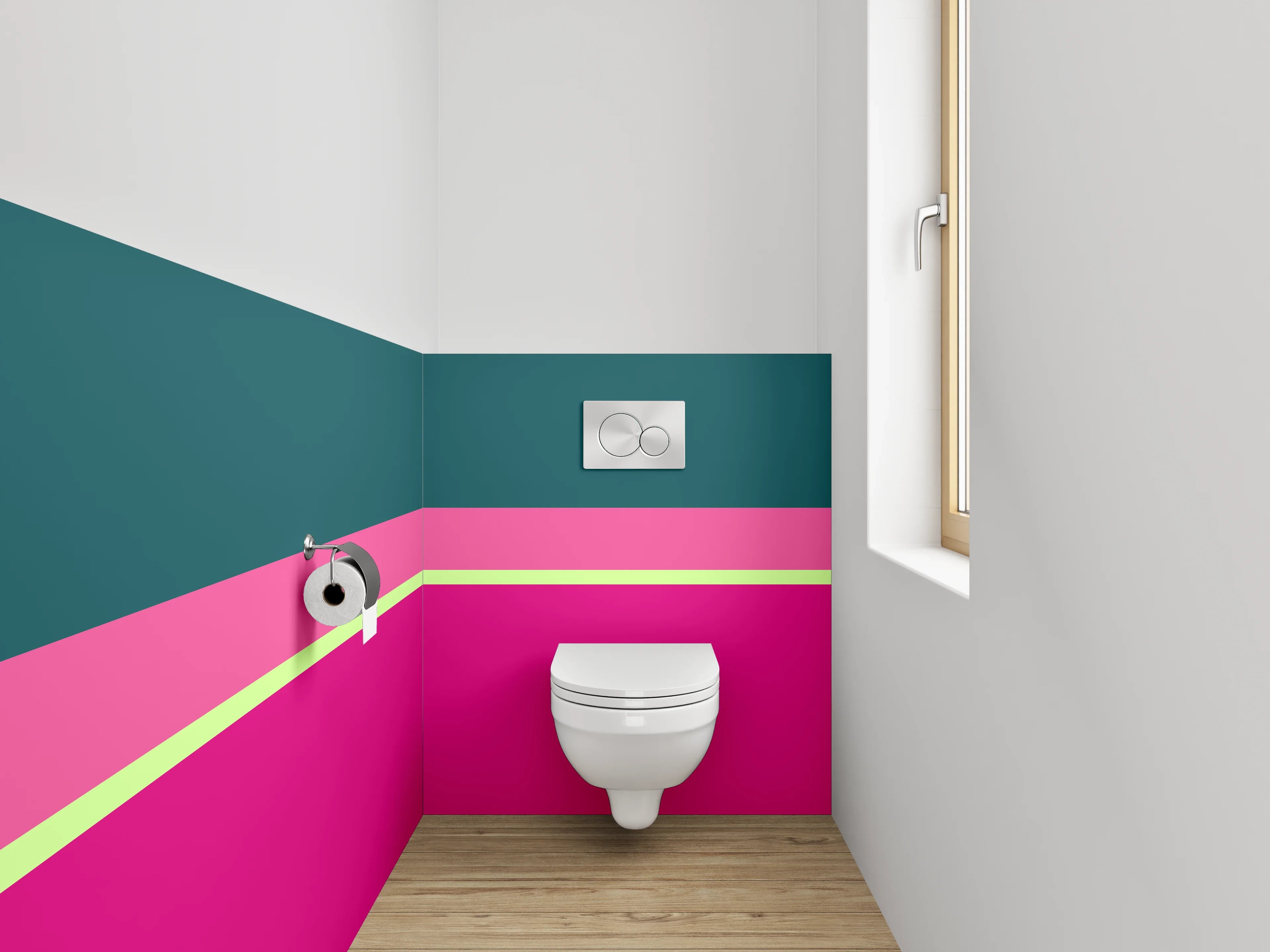 WC-Rückwand - Abstrakte Farbstreifen Pink Petrol