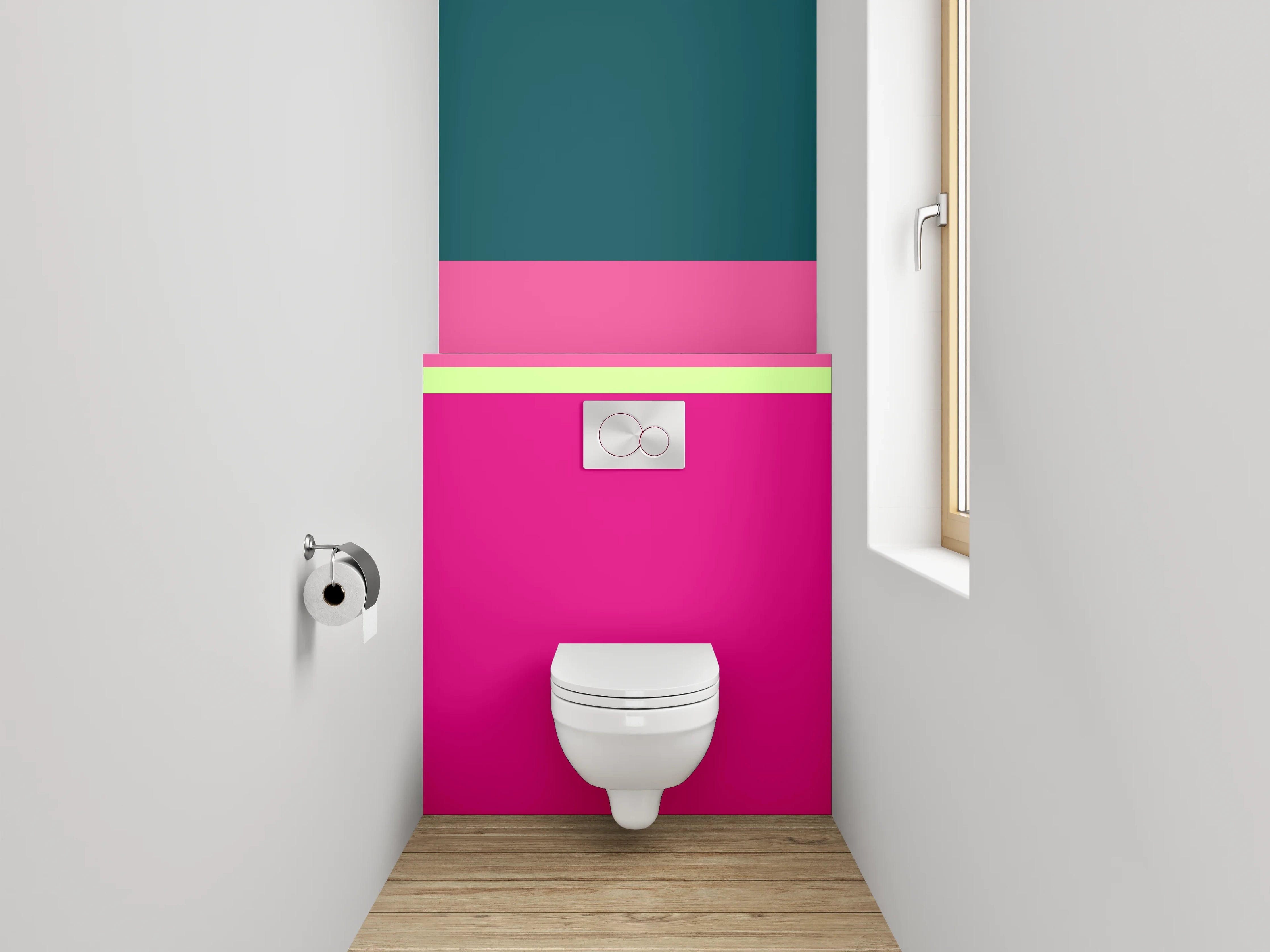 WC-Rückwand - Abstrakte Farbstreifen Pink Petrol
