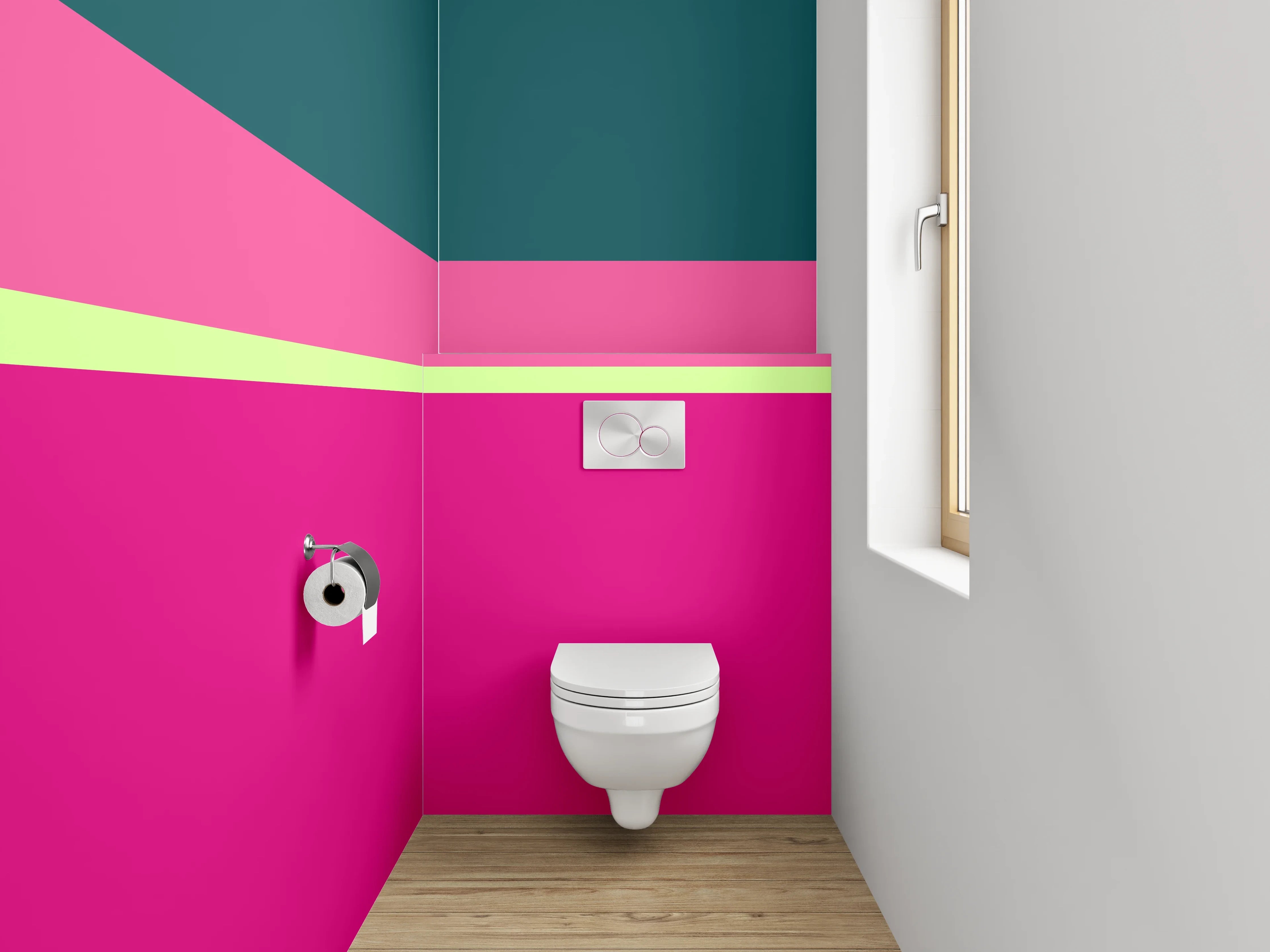 WC-Rückwand - Abstrakte Farbstreifen Pink Petrol