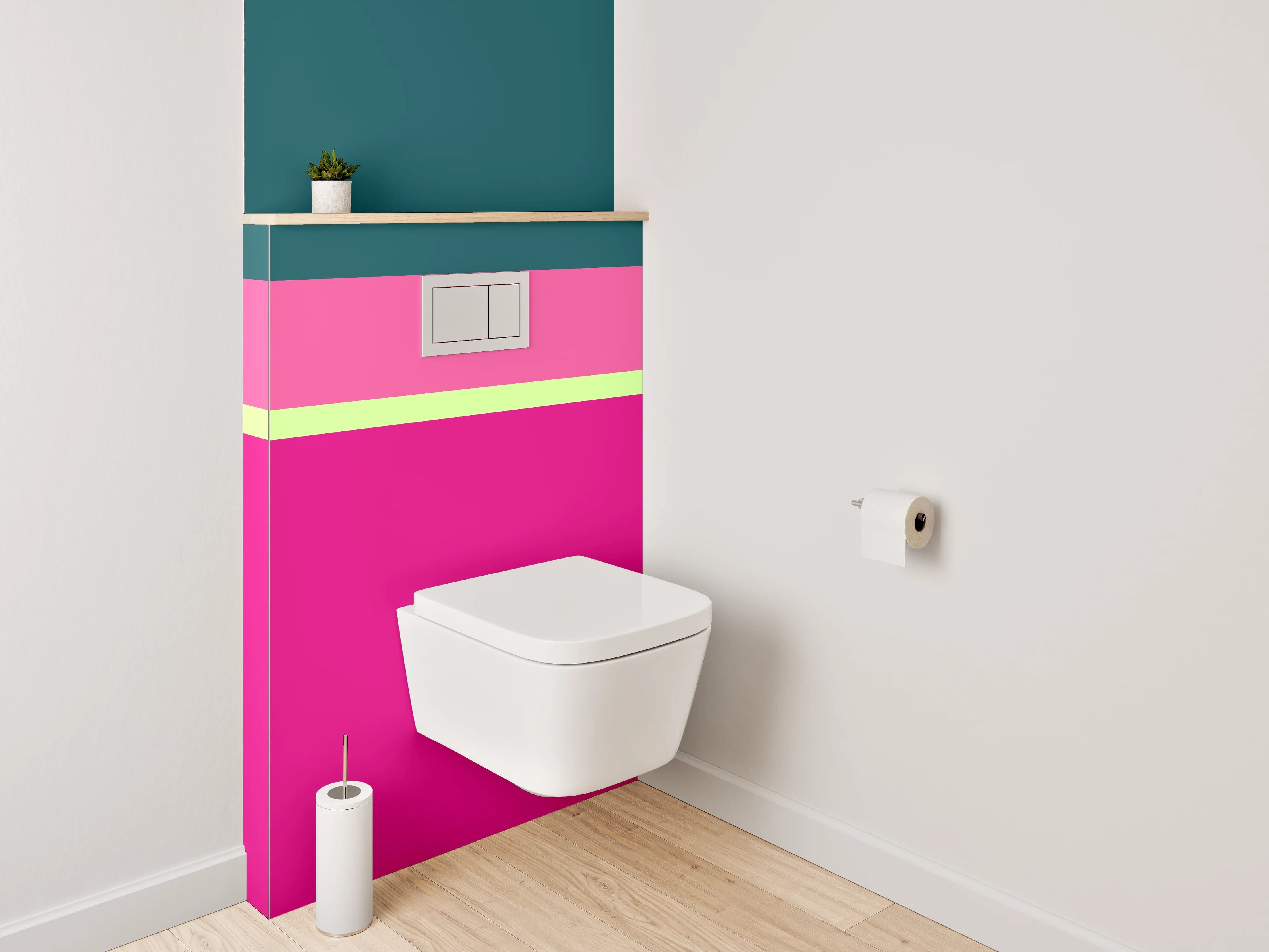WC-Rückwand - Abstrakte Farbstreifen Pink Petrol