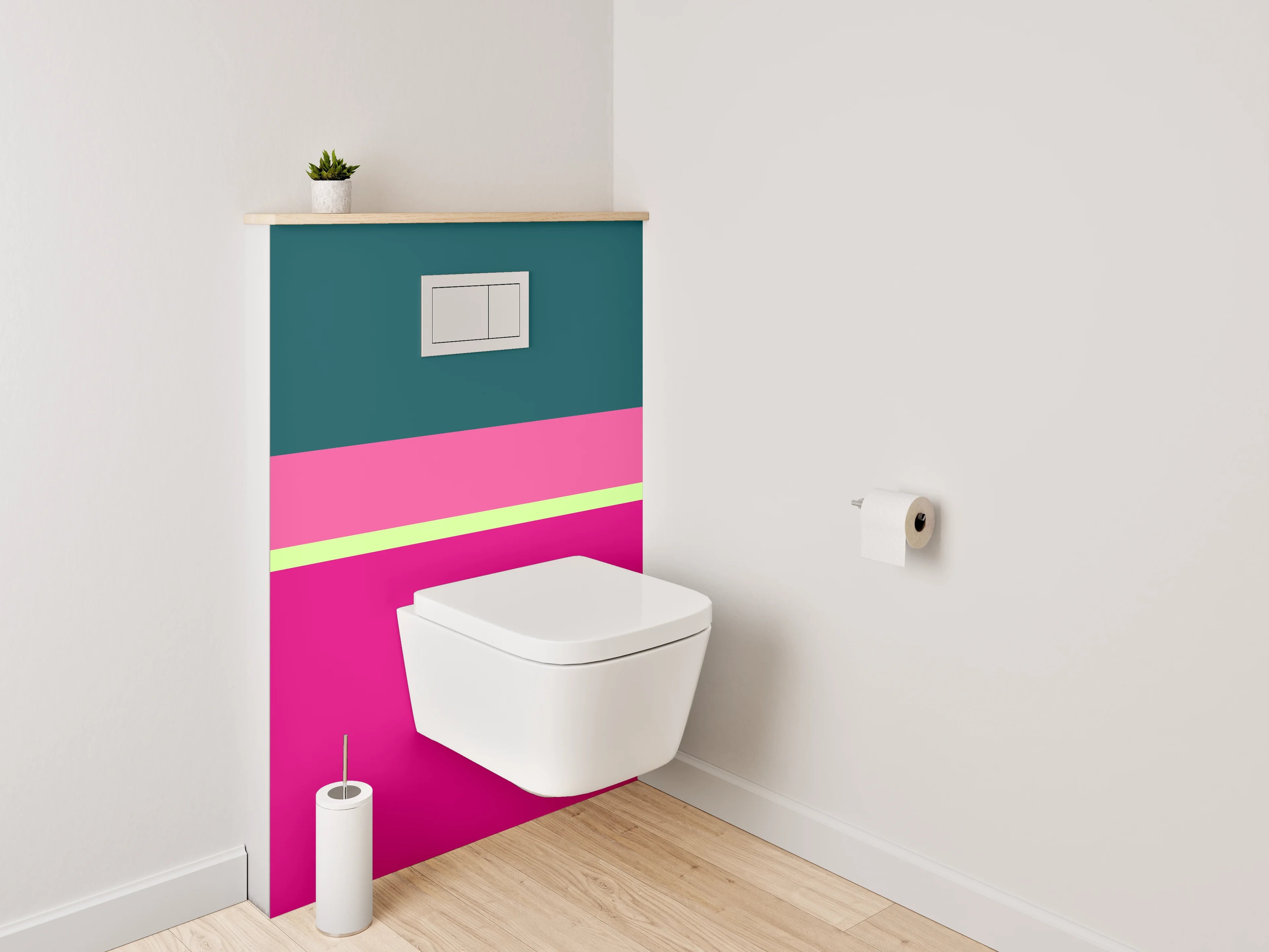 WC-Rückwand - Abstrakte Farbstreifen Pink Petrol