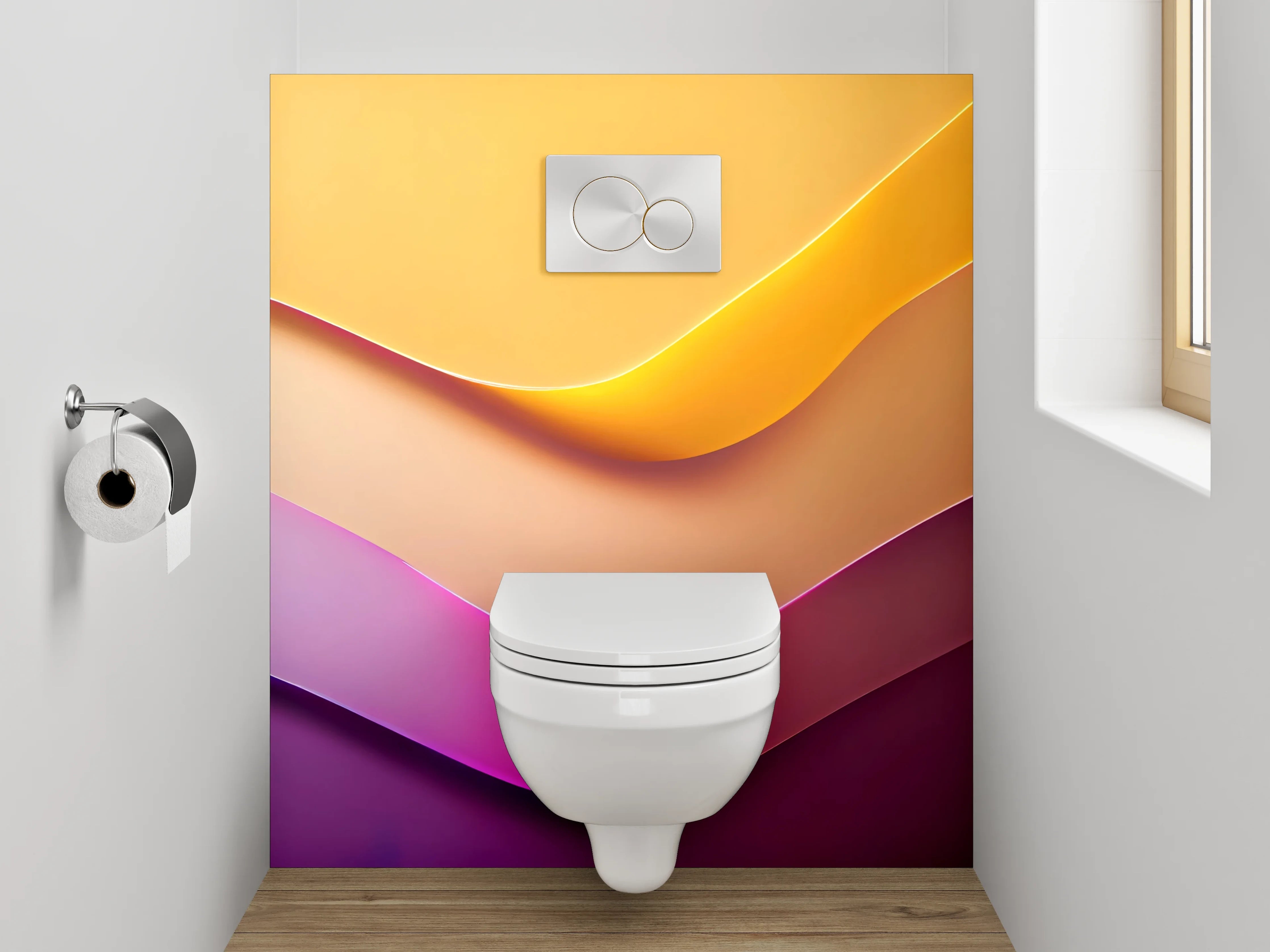 WC-Rückwand - Abstrakte Farbverläufe Gelb Lila