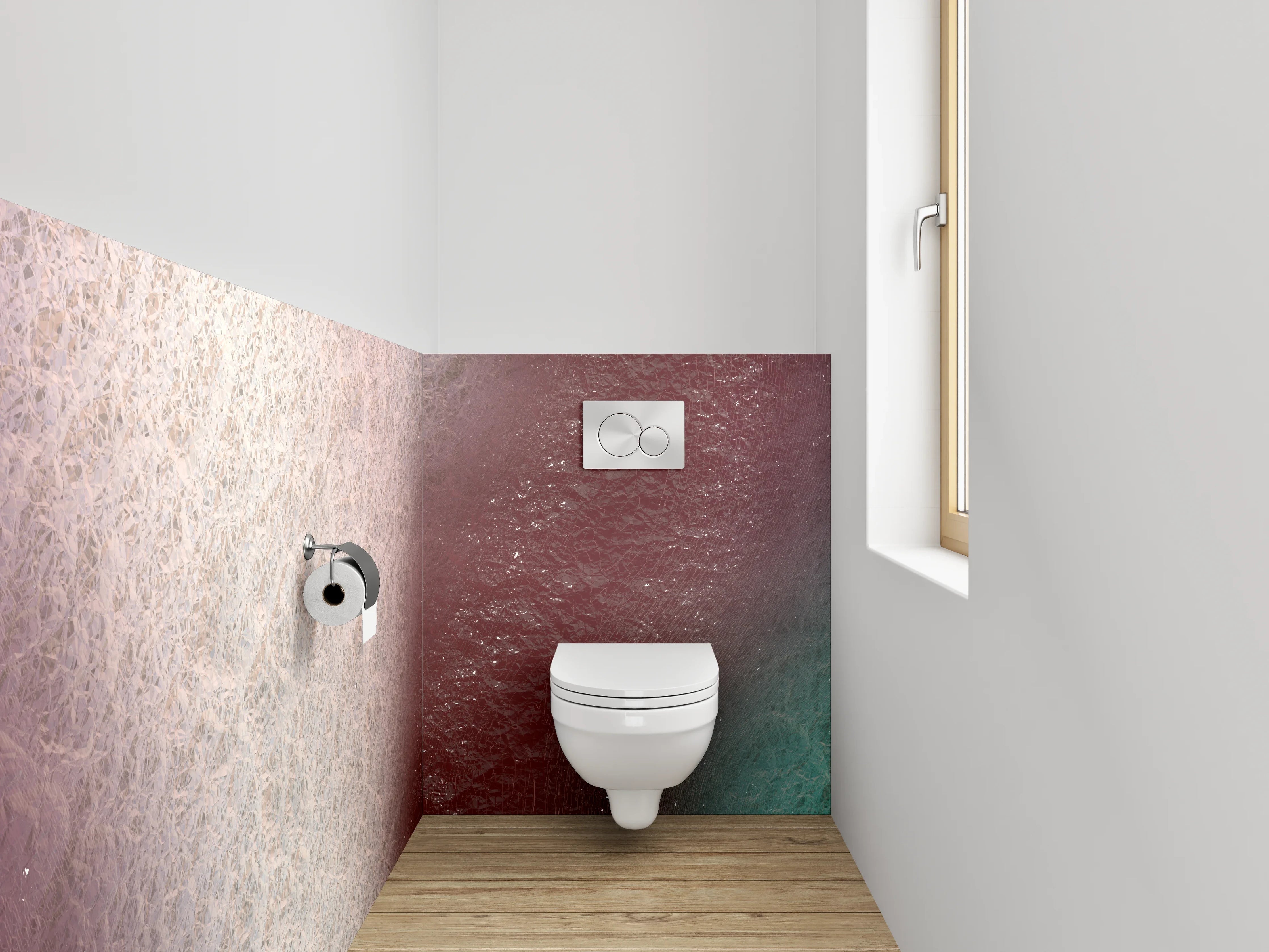 WC-Rückwand - Abstrakte Farbverläufe auf strukturiertem Untergrund