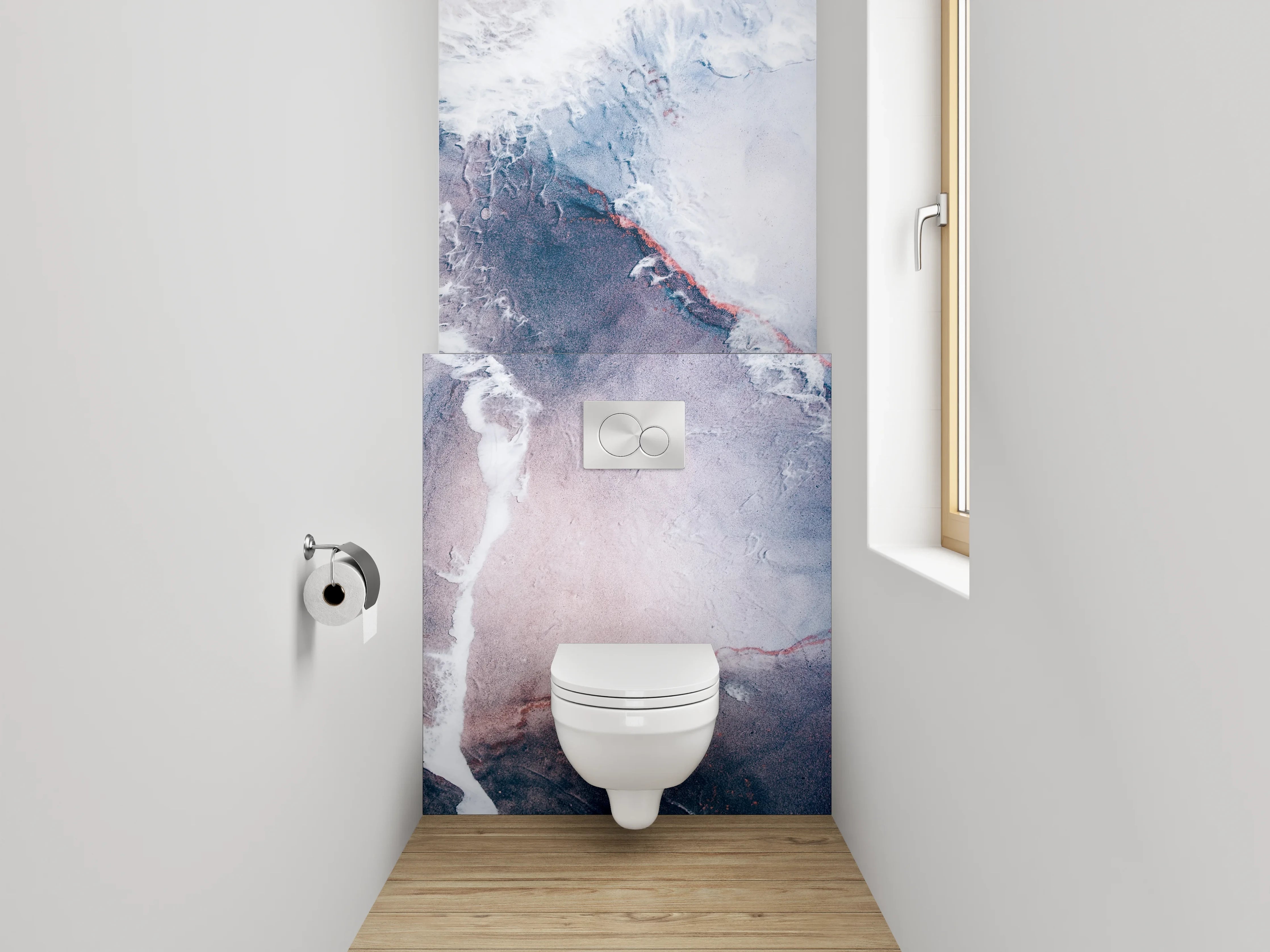 WC-Rückwand - Abstrakte Farbwelten Bunt Blau Weiß Rot