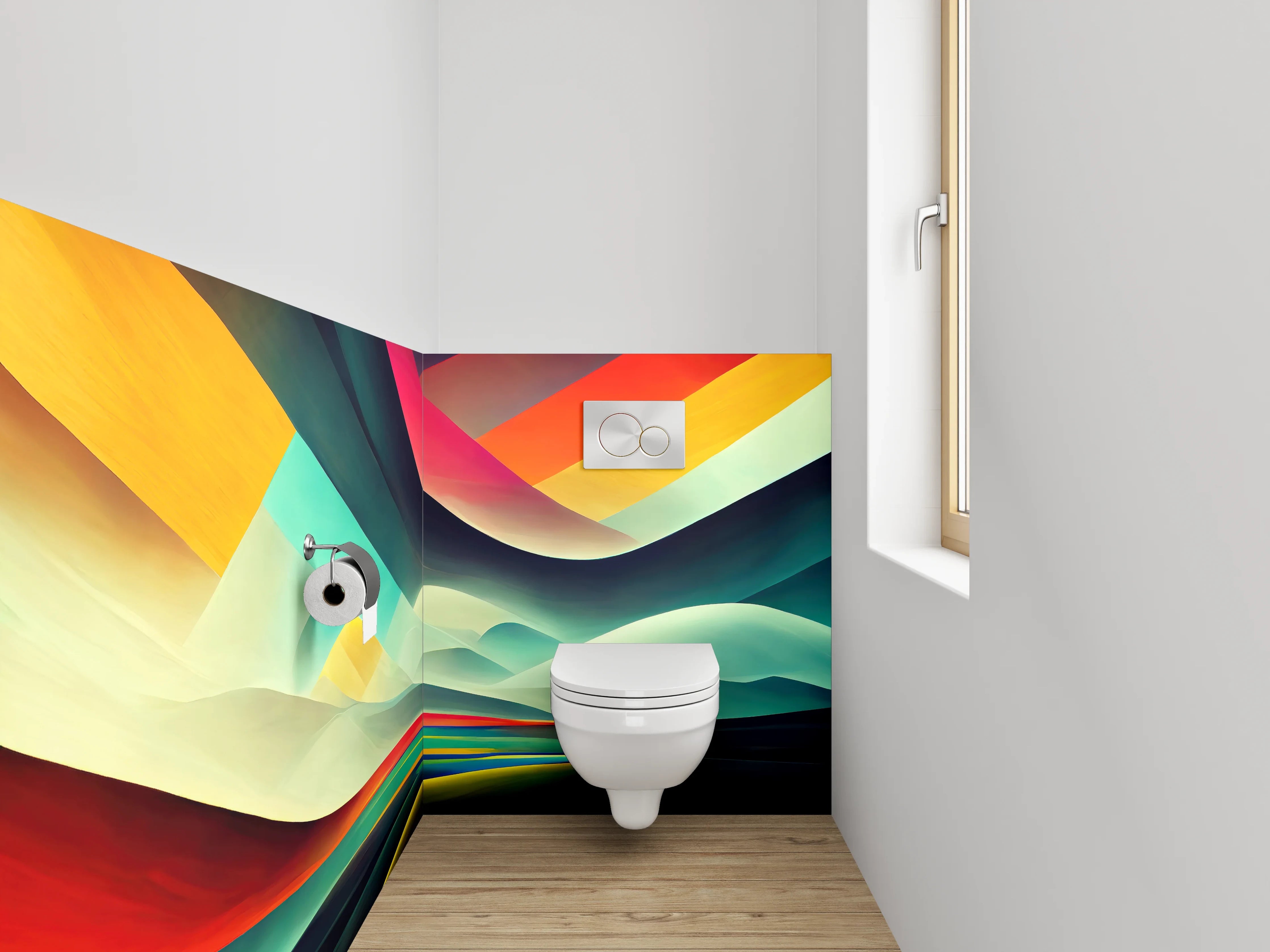 WC-Rückwand - Abstrakte Farbwelten Wandgestaltung
