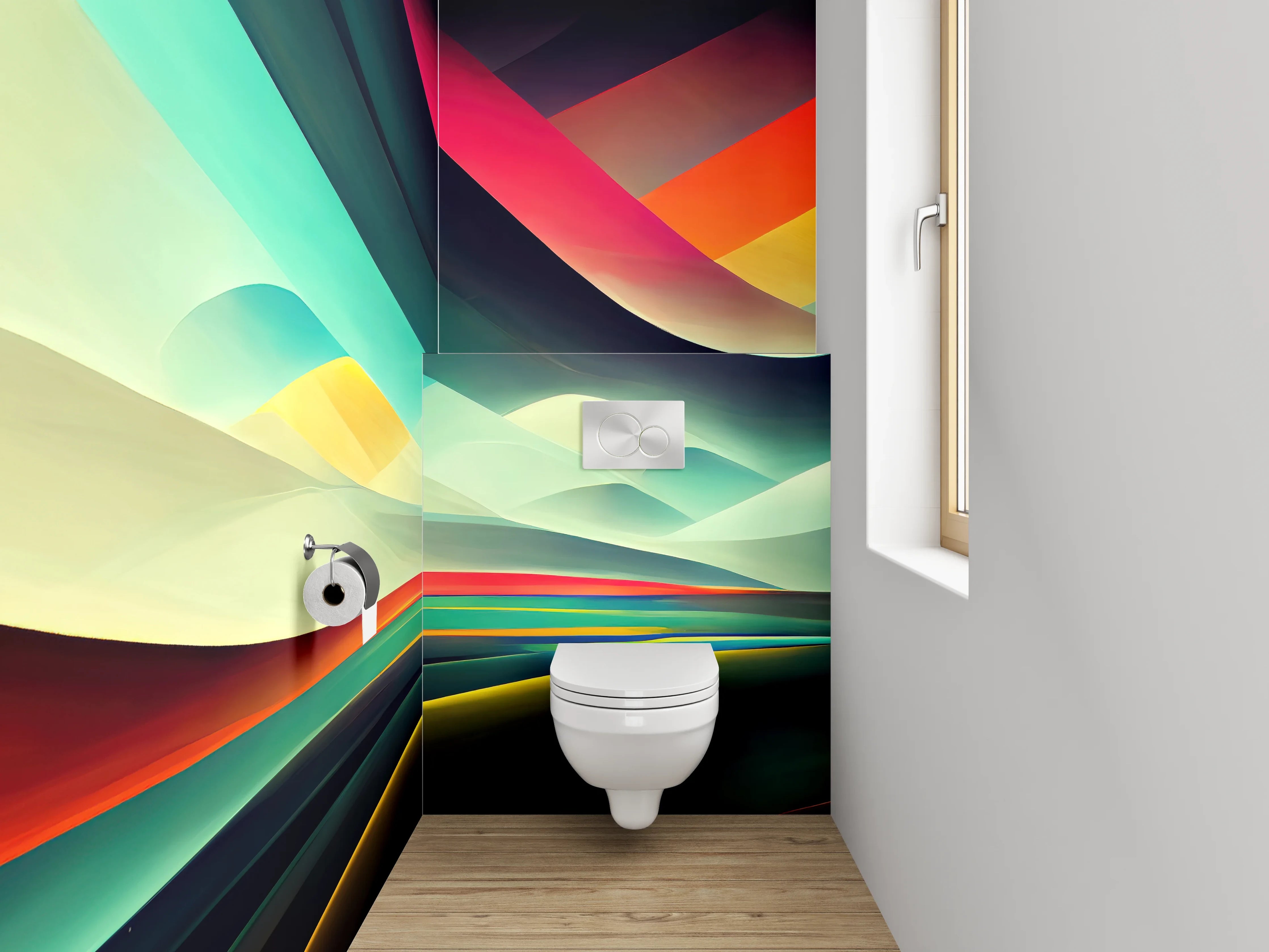 WC-Rückwand - Abstrakte Farbwelten Wandgestaltung