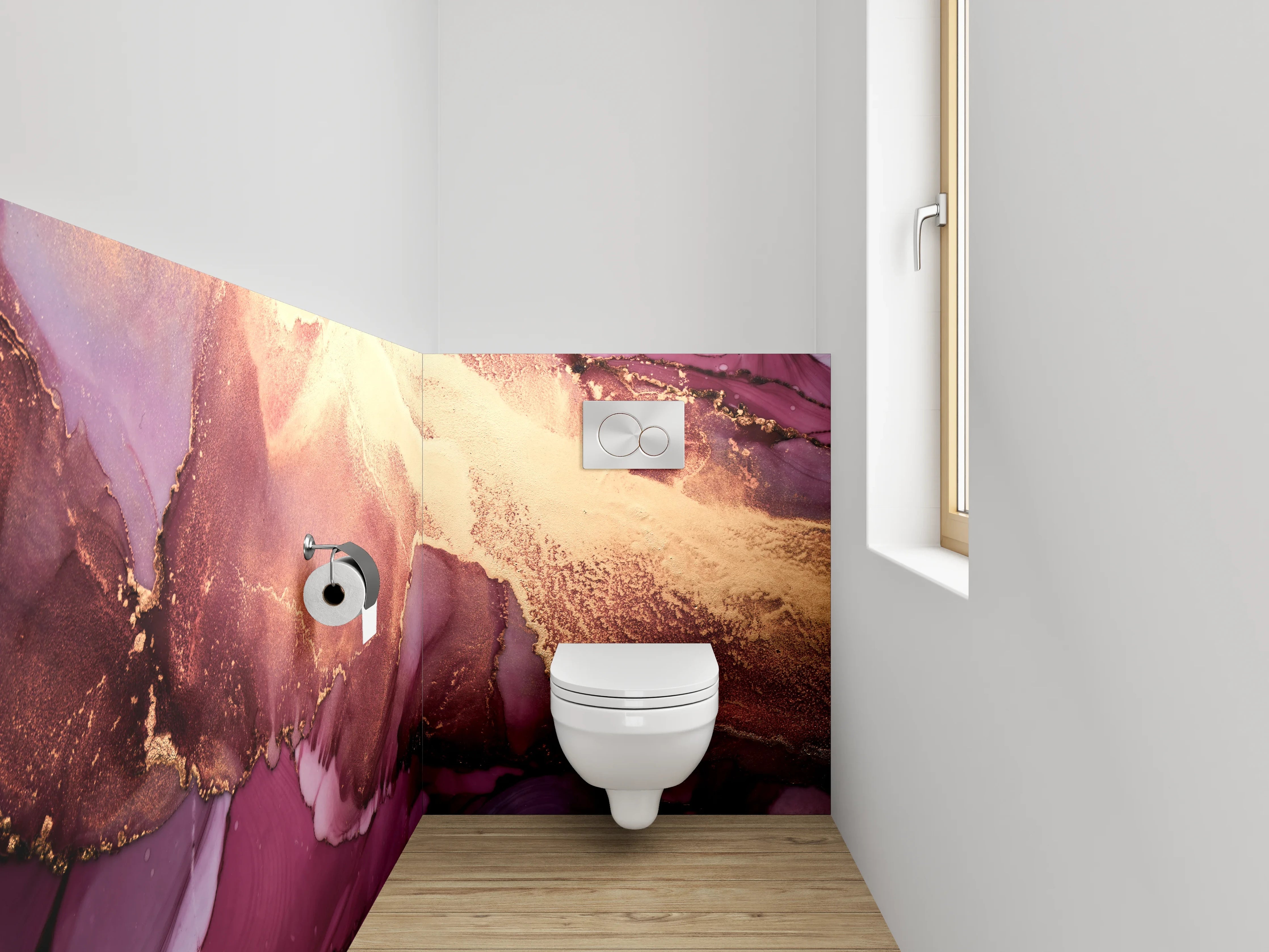 WC-Rückwand - Abstrakte Gold-Marmor Kunst